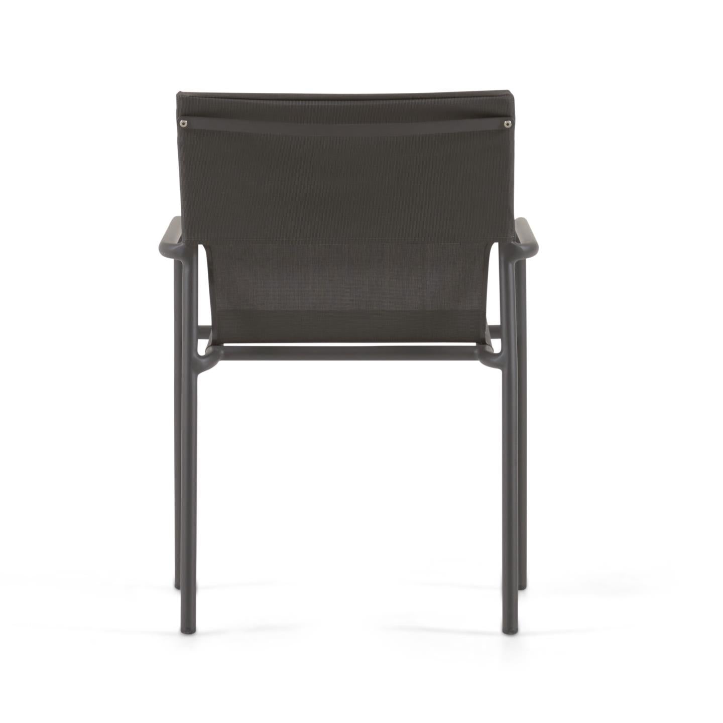 Zaltana stackable outdoor chair in aluminium with a matt black painted finish