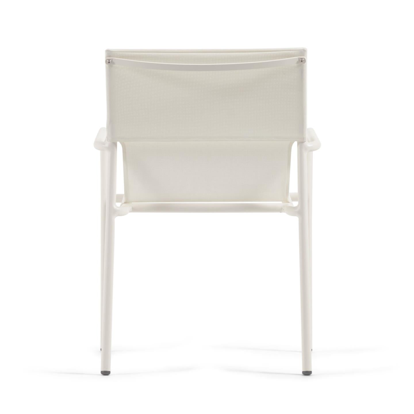 Zaltana stackable outdoor chair in aluminium with a matte white painted finish