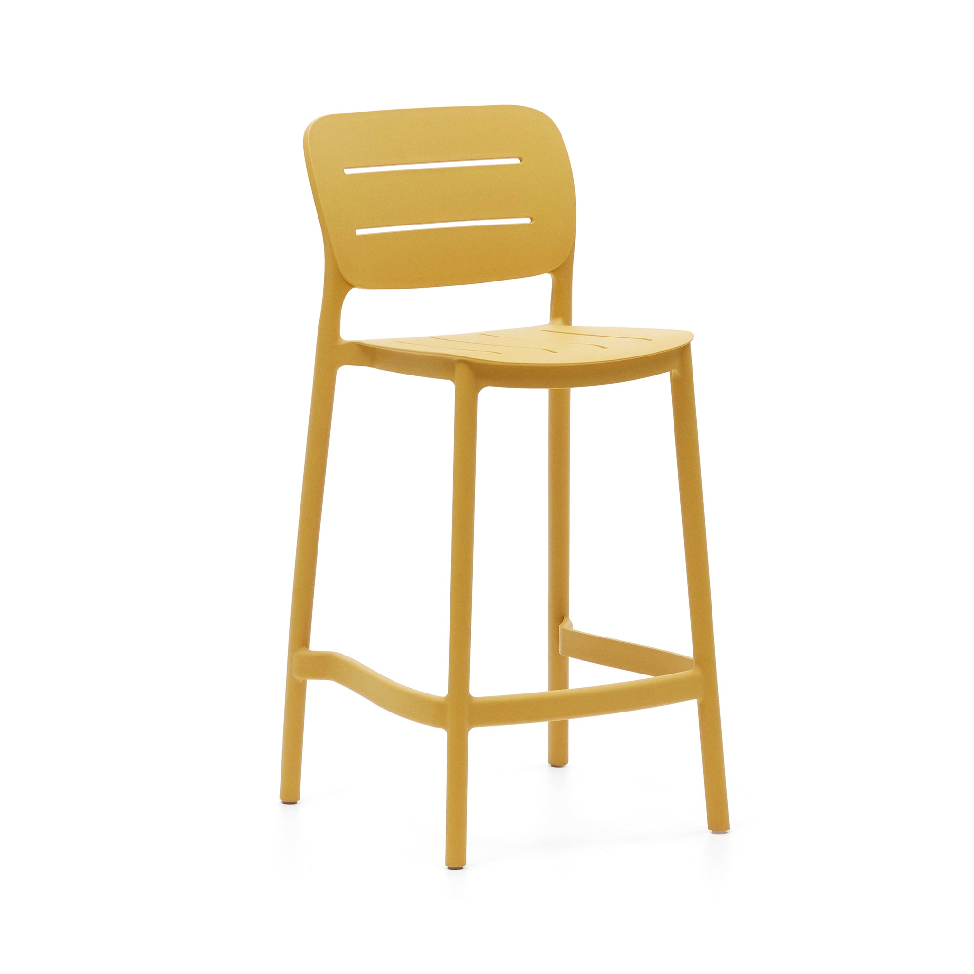 Morella stackable outdoor stool in mustard, 65 cm in height