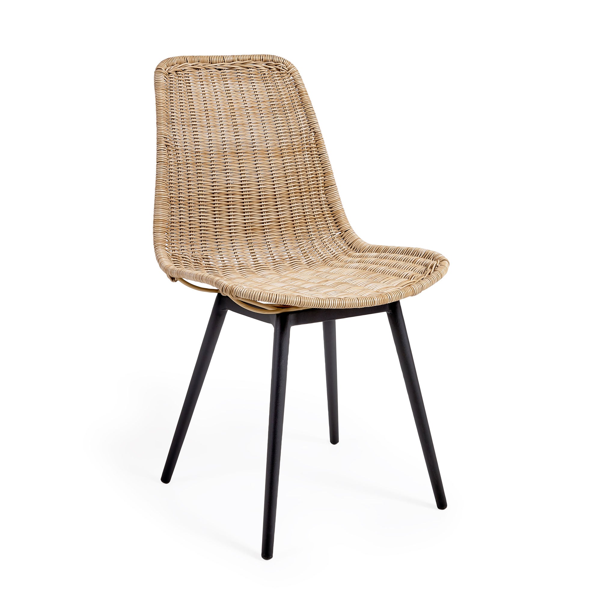 Equal outdoor chair in synthetic rattan with aluminium legs in a black finish