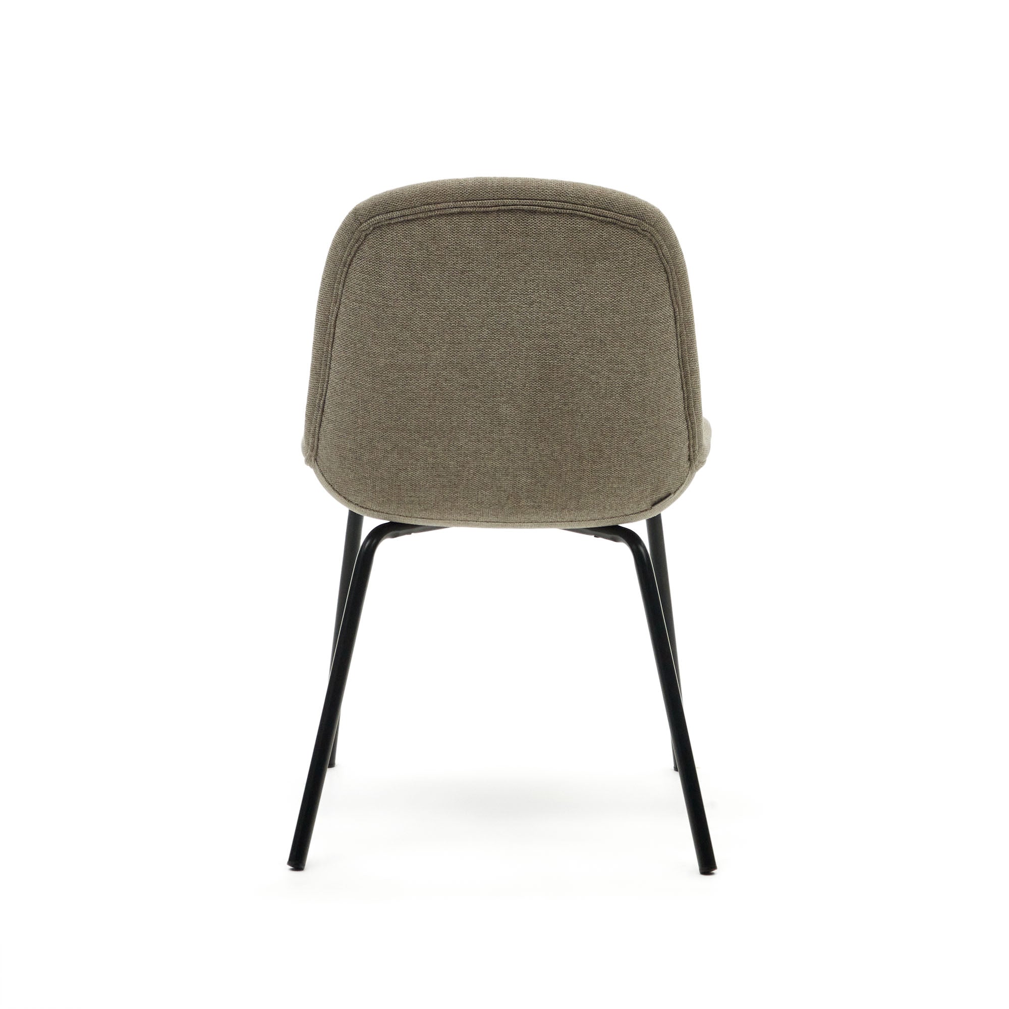 Aimin chair in brown chenille and steel legs with a matte black painted finish