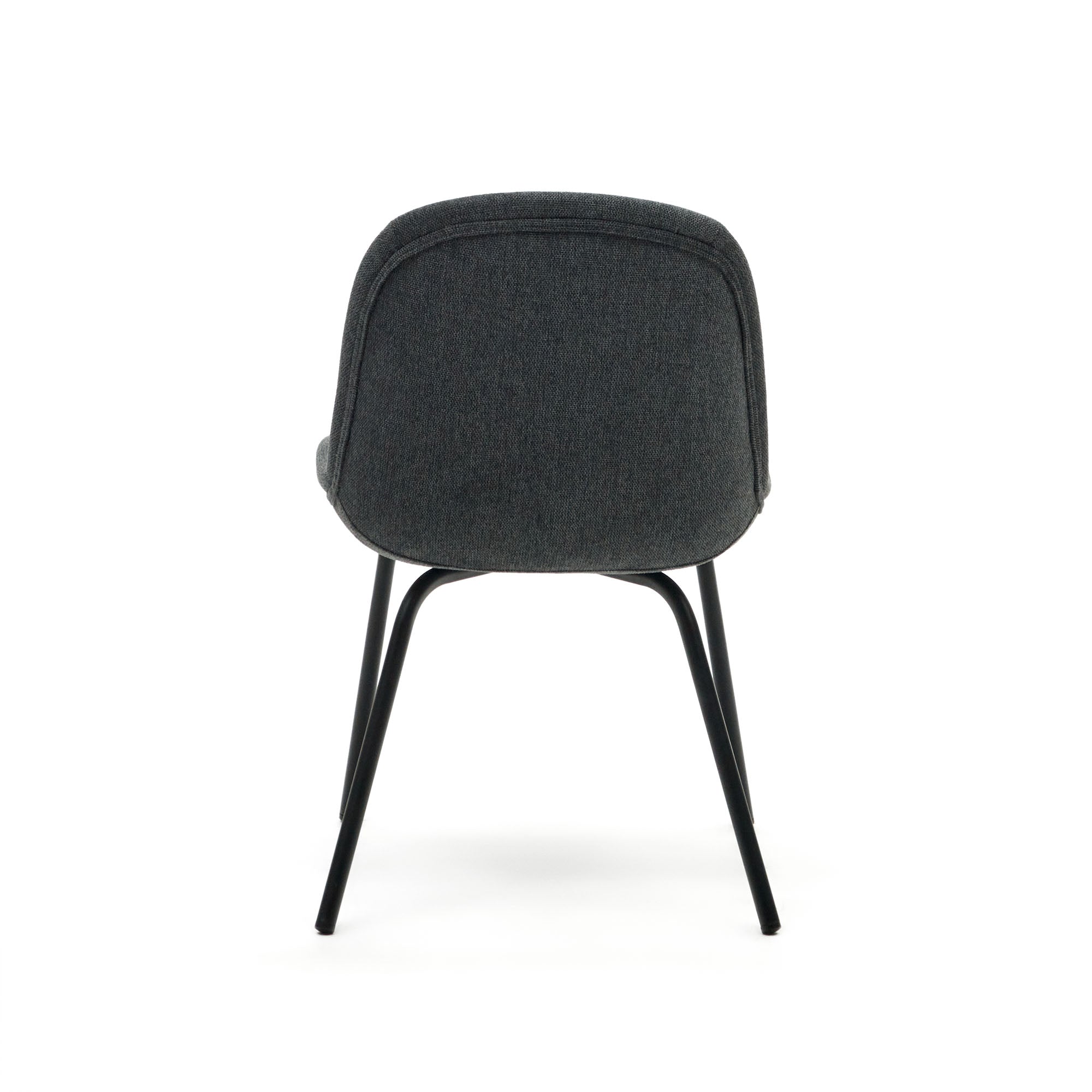 Aimin chair in grey chenille and steel legs with a matte black painted finish