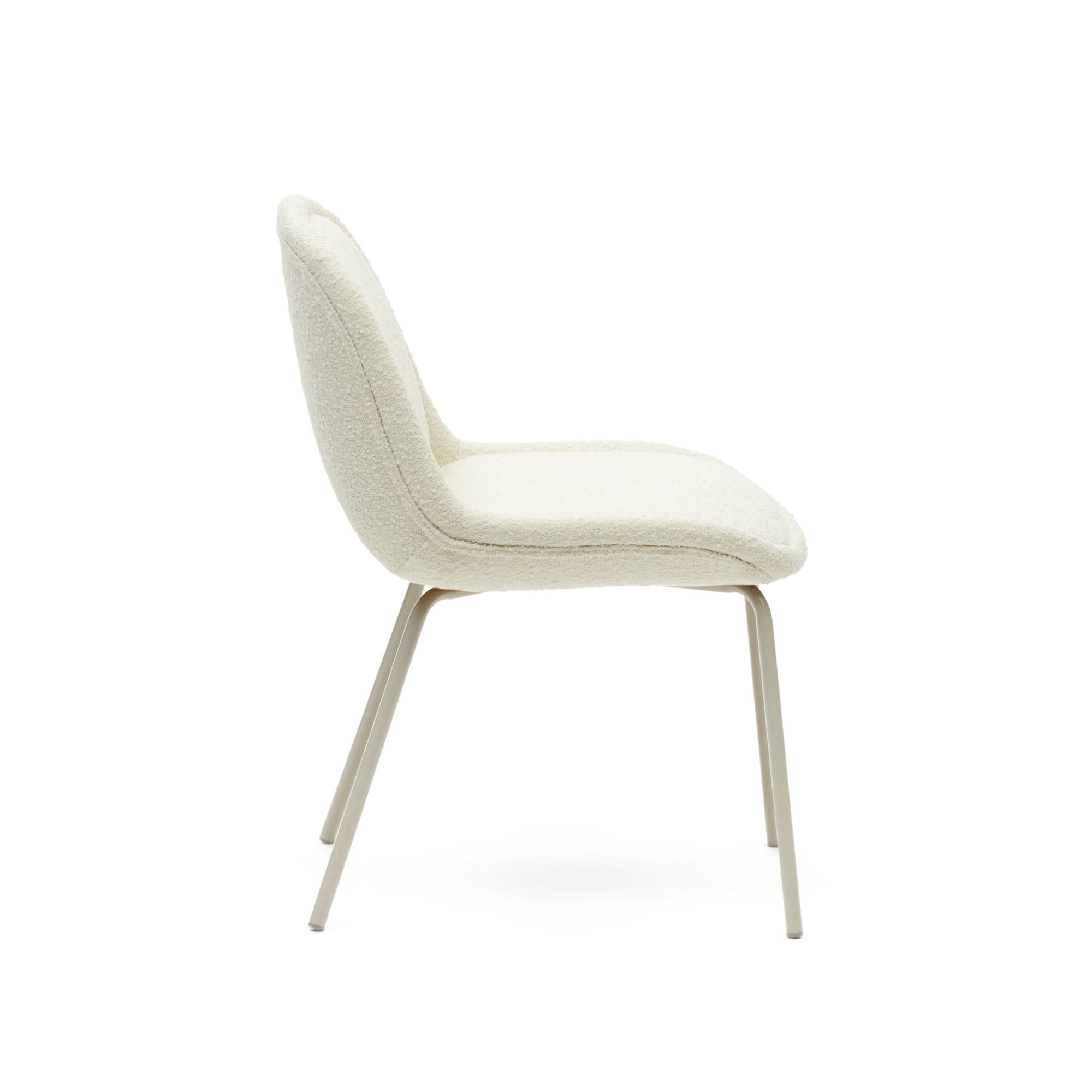 Aimin szék fehér gyapjúból, matt bézs acéllábakkal