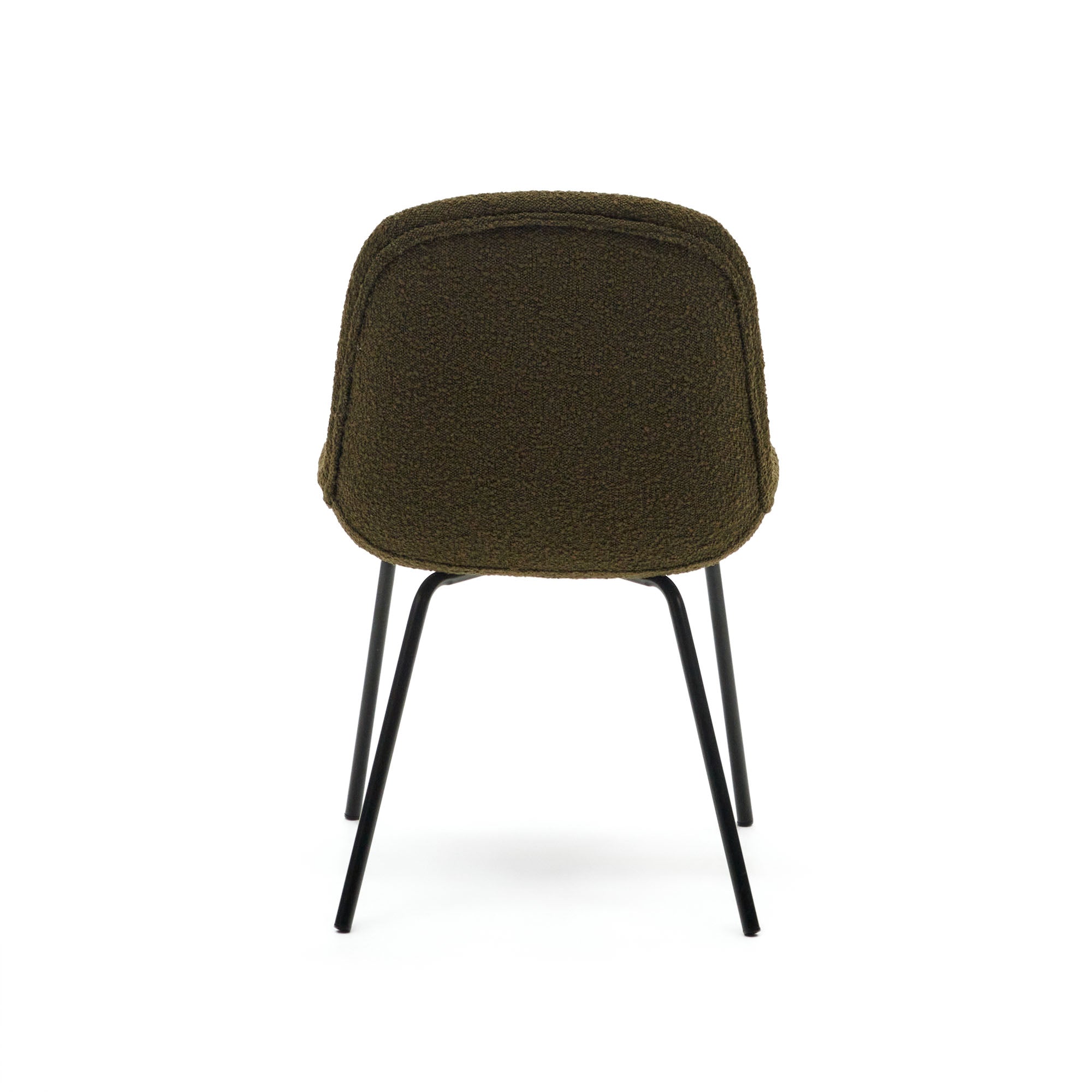 Aimin chair in green fleece and steel legs with a matte black painted finish