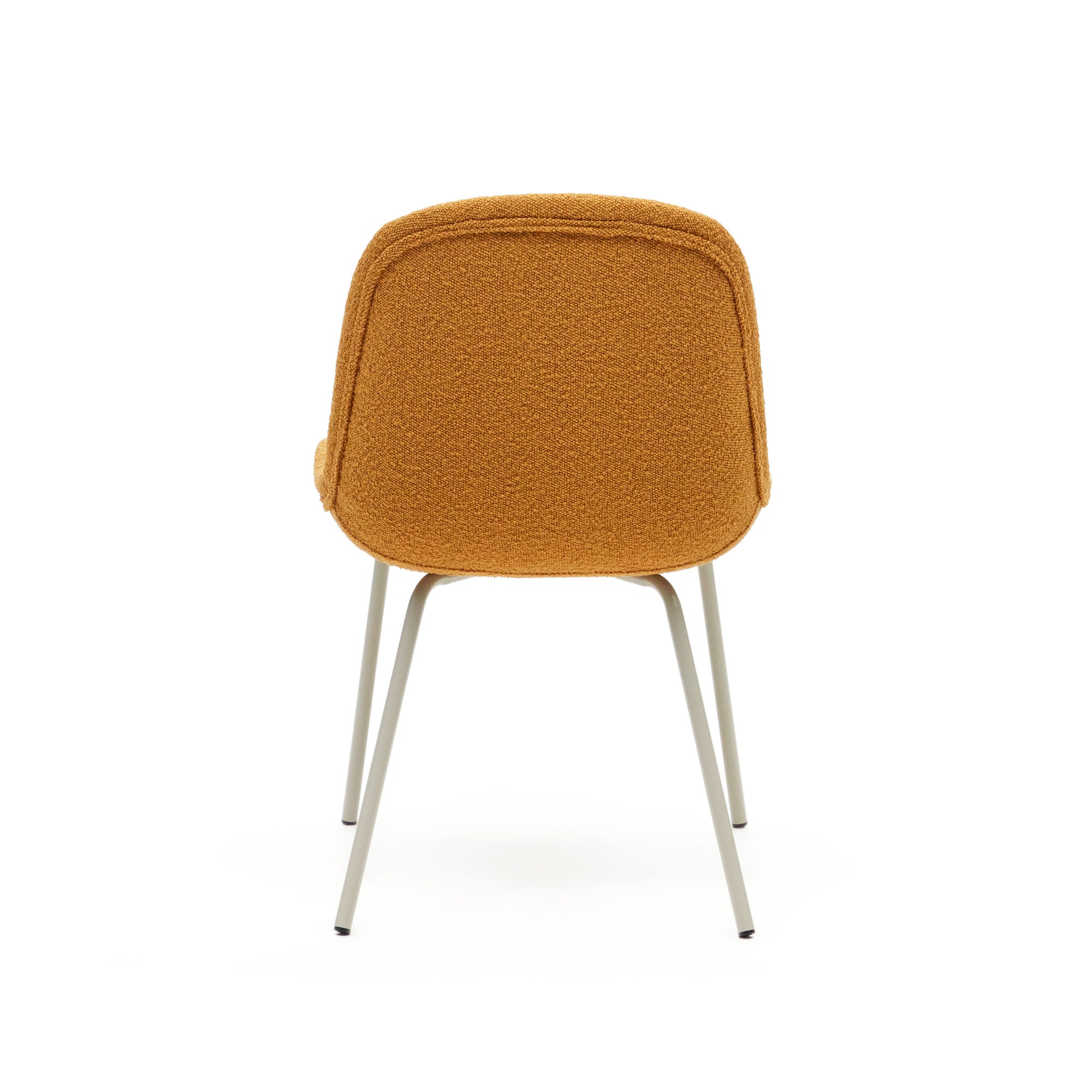 Aimin chair in mustard fleece and steel legs with a matte beige painted finish