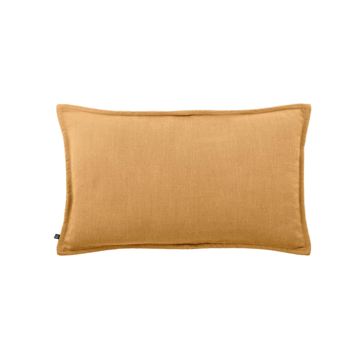 Blok cushion cover in mustard linen, 30 x 50 cm