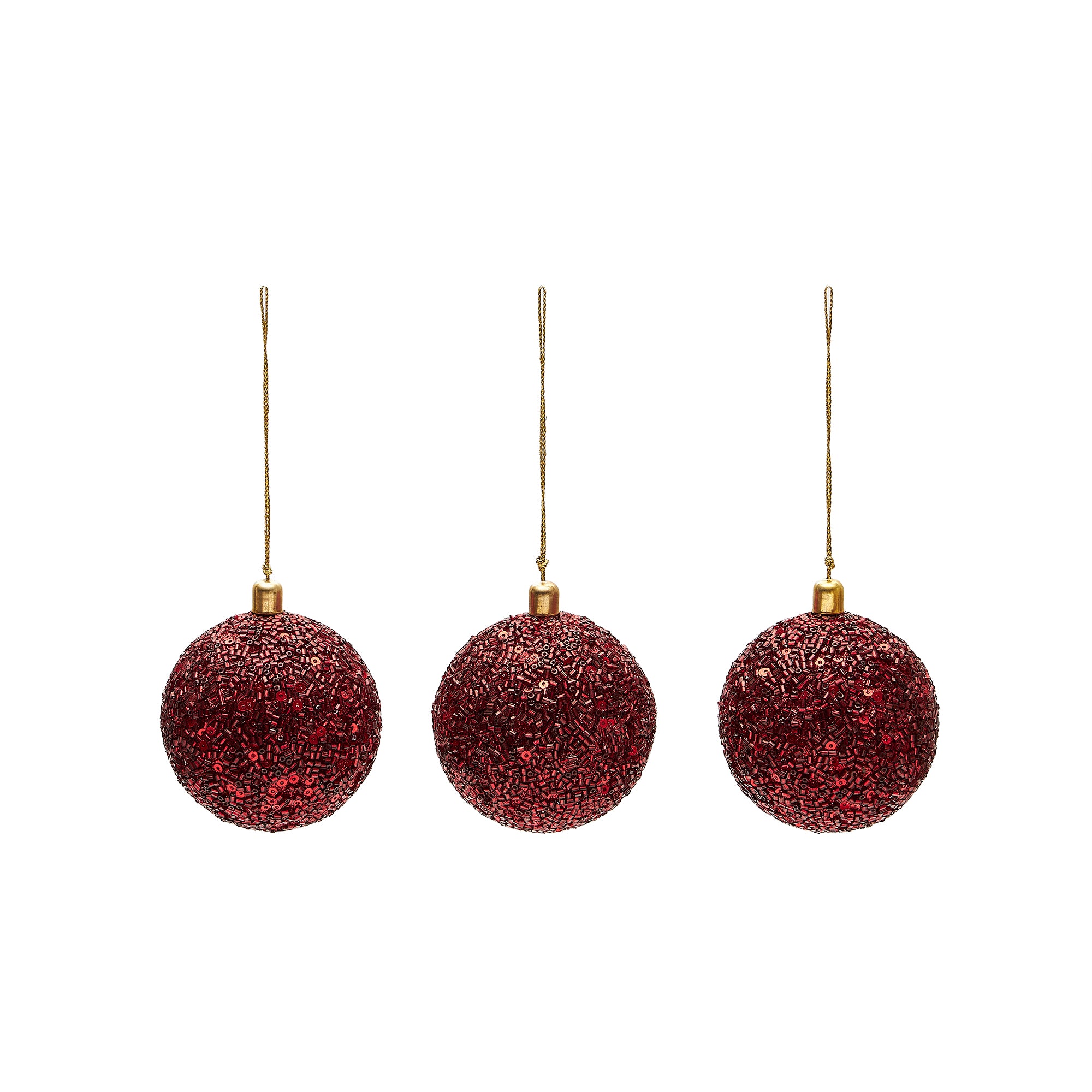 Briam set of 3 large red decorative pendant balls