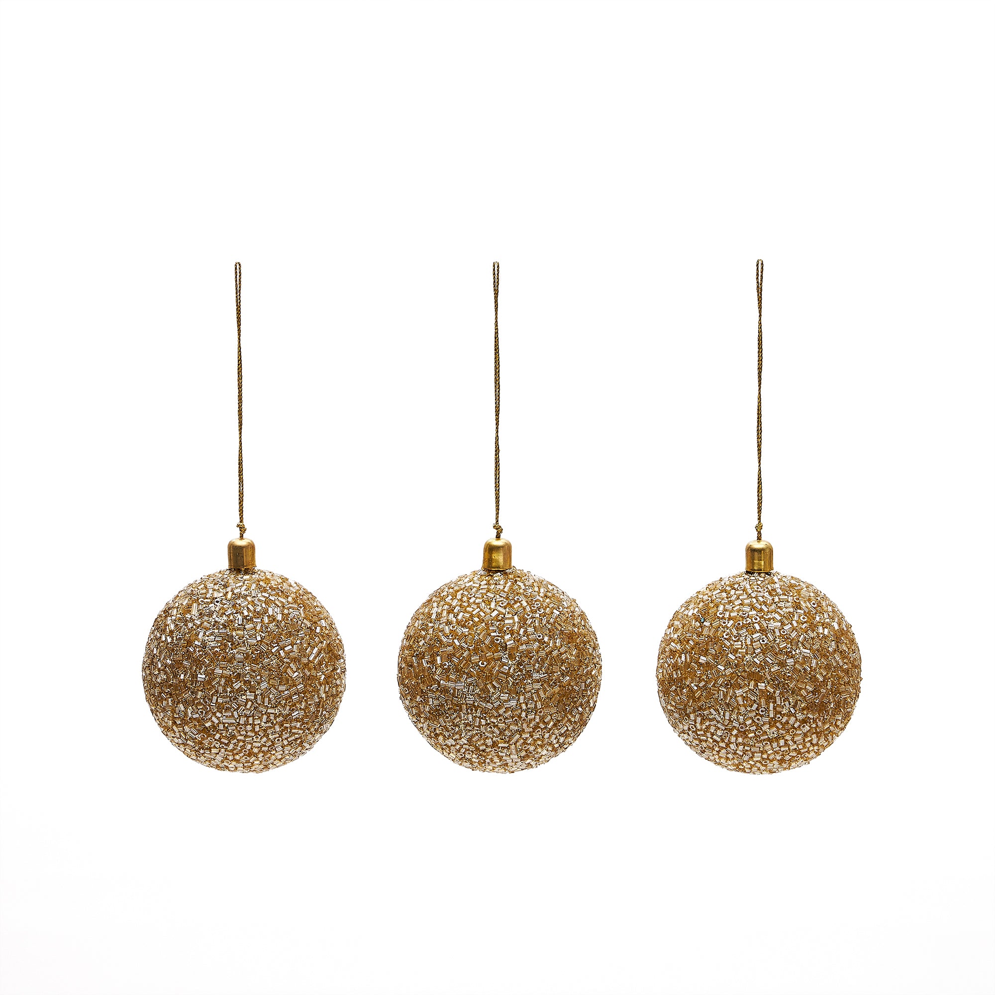 Briam set of 3 large gold decorative pendant balls