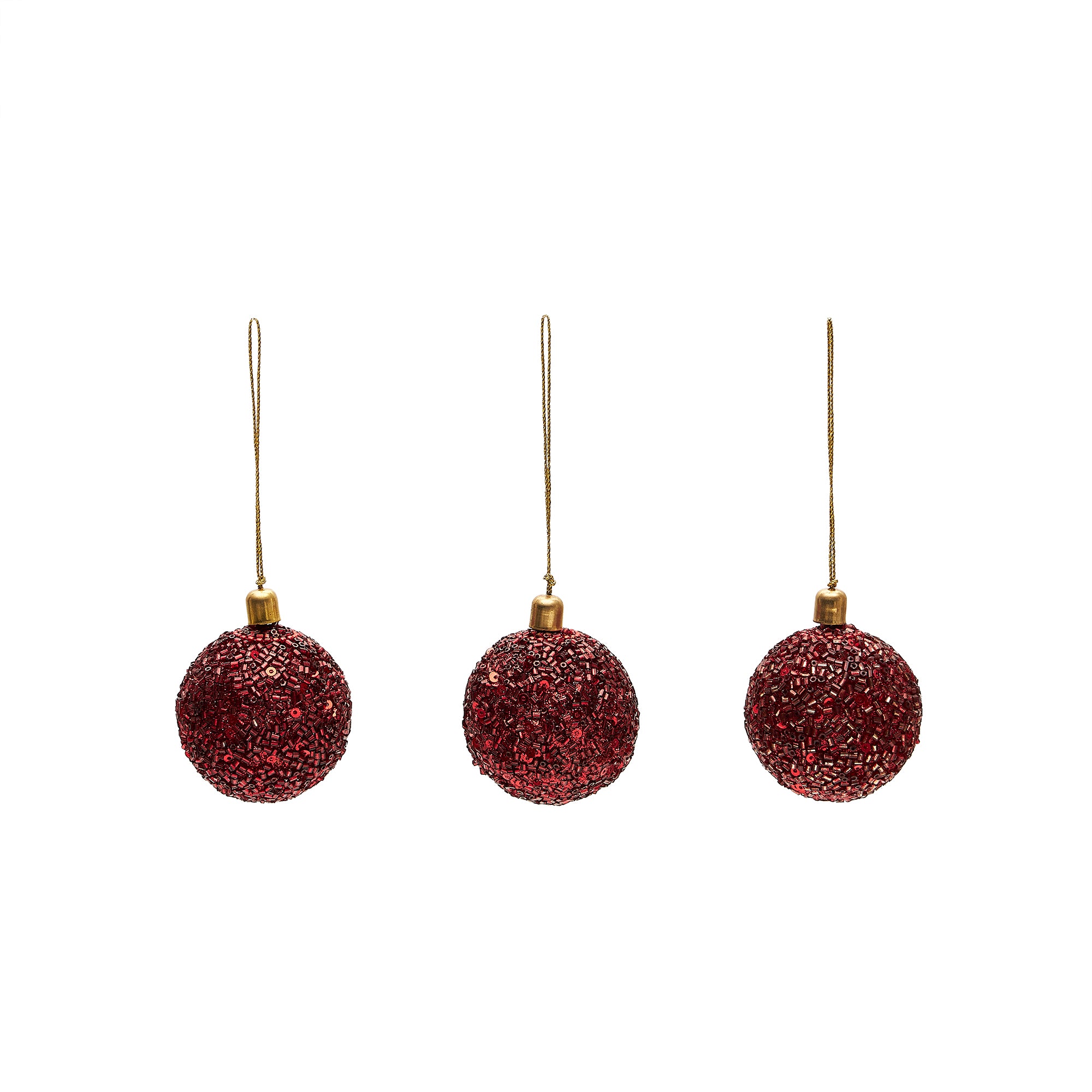 Briam set of 3 small red decorative pendant balls