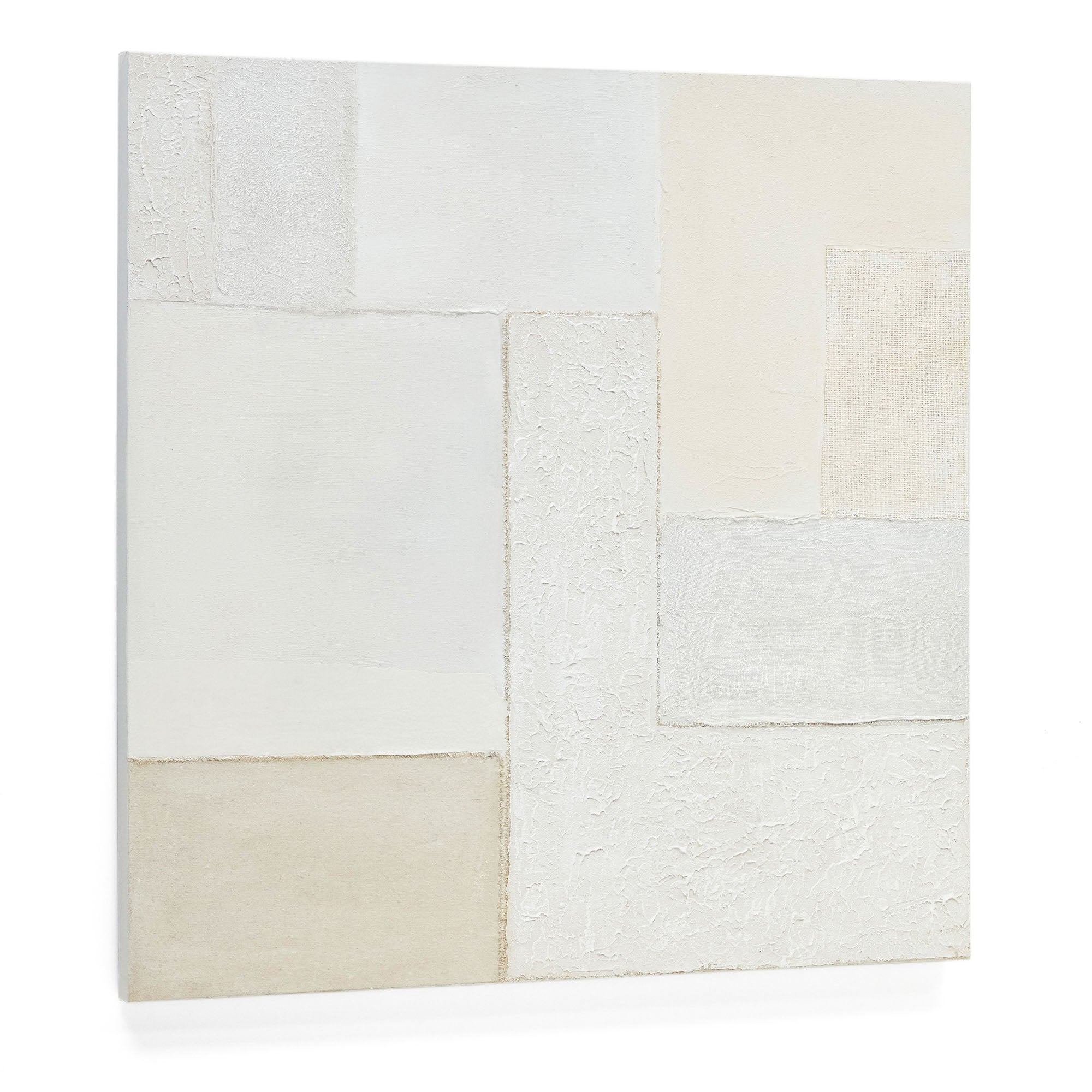 Pineda abstract canvas in white, 95 x 95 cm