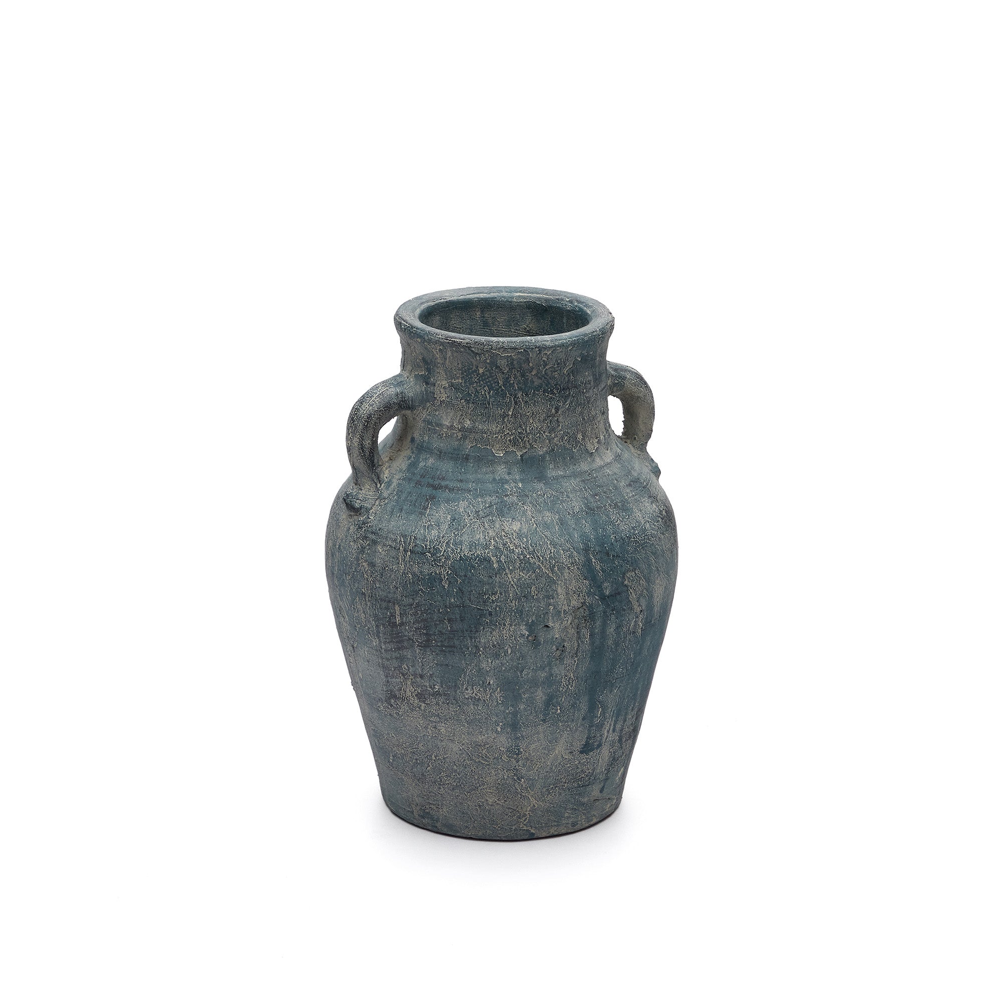 Blanes terracotta vase in blue, 30.5 cm