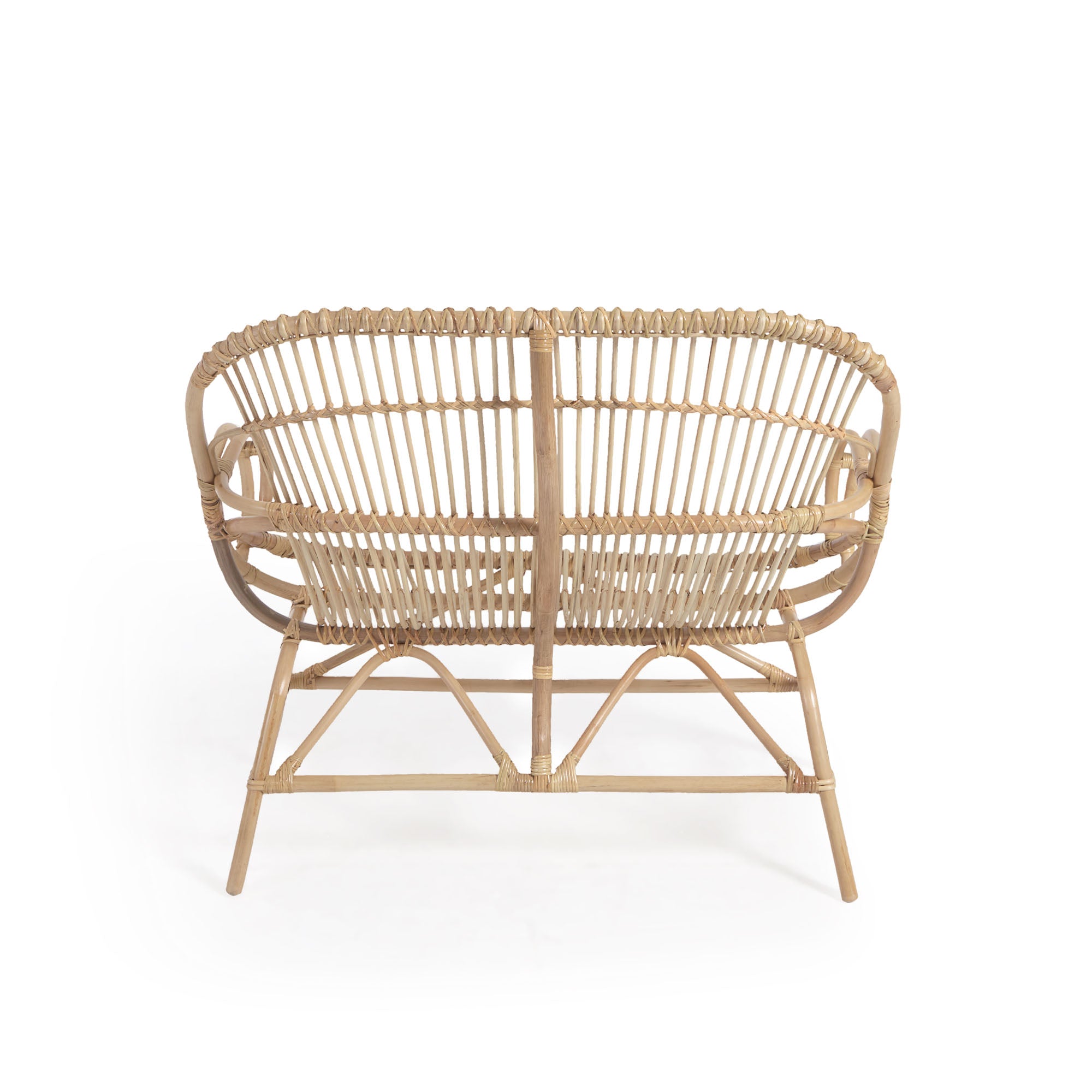 Mimosa rattan bench with a natural finish, 114 cm