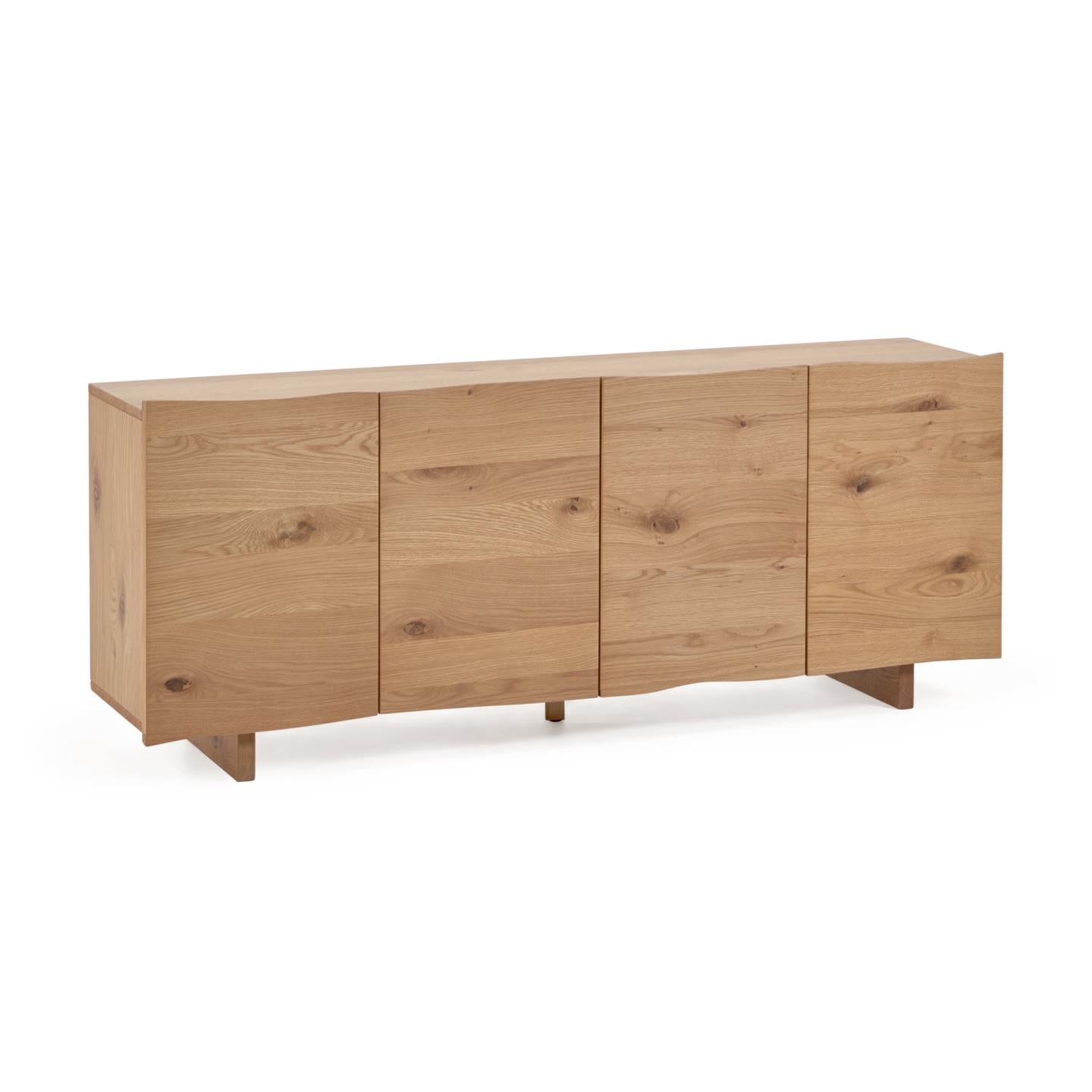 Rasha 4 door sideboard in oak veneer with natural finish, 180 x 71 cm