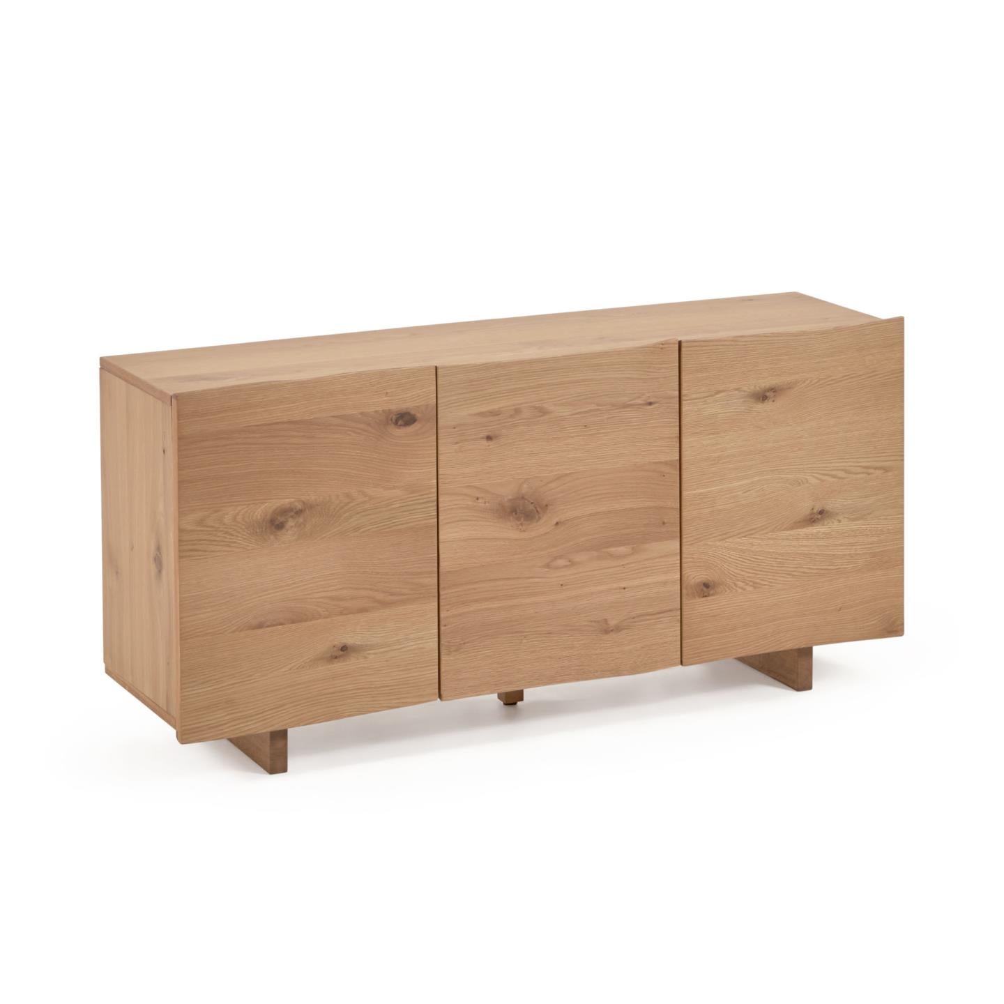 Rasha 3 door sideboard in oak veneer with natural finish, 150 x 71 cm