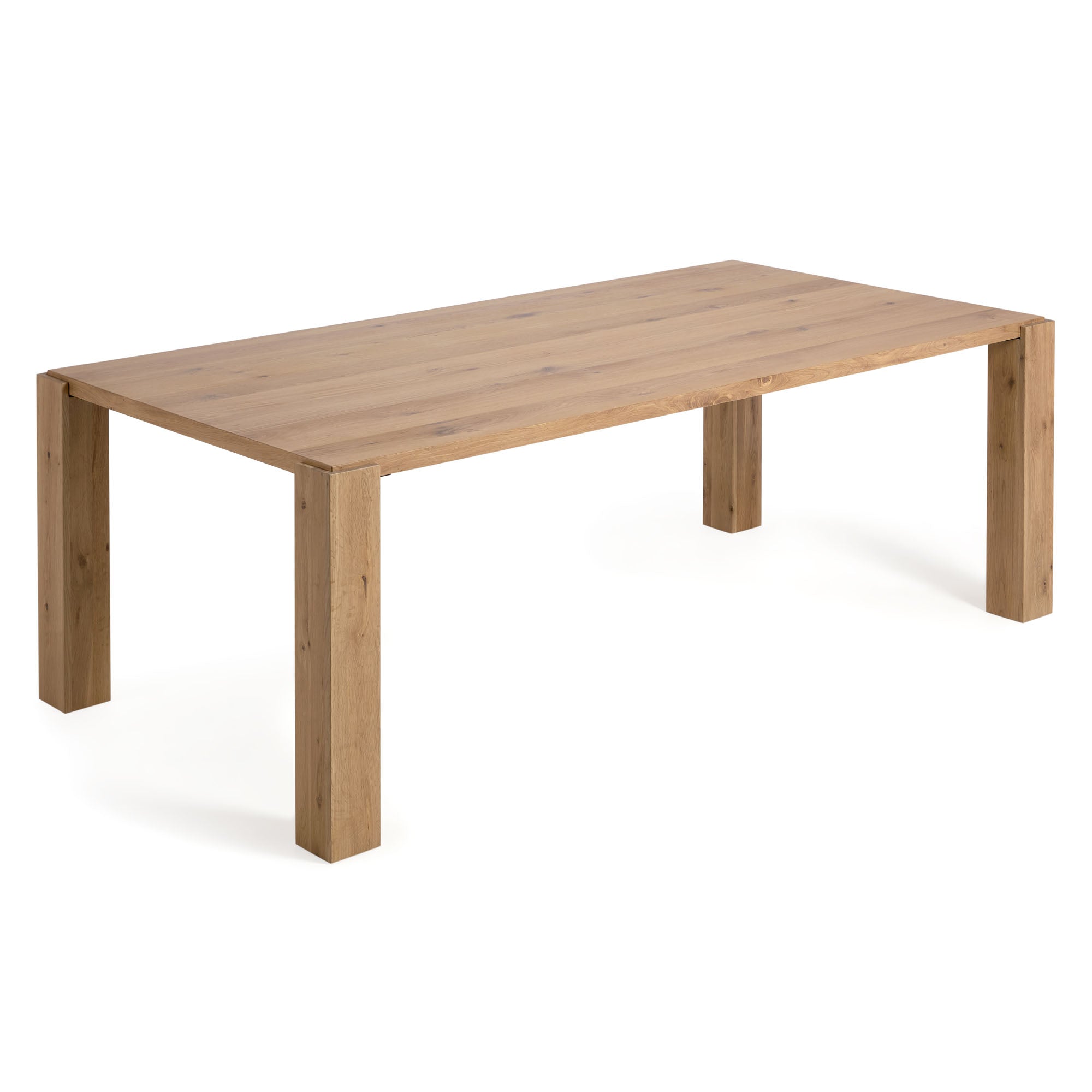 Deyanira asztal tölgyfa furnérral és tömör tölgyfa lábakkal 220 x 110 cm