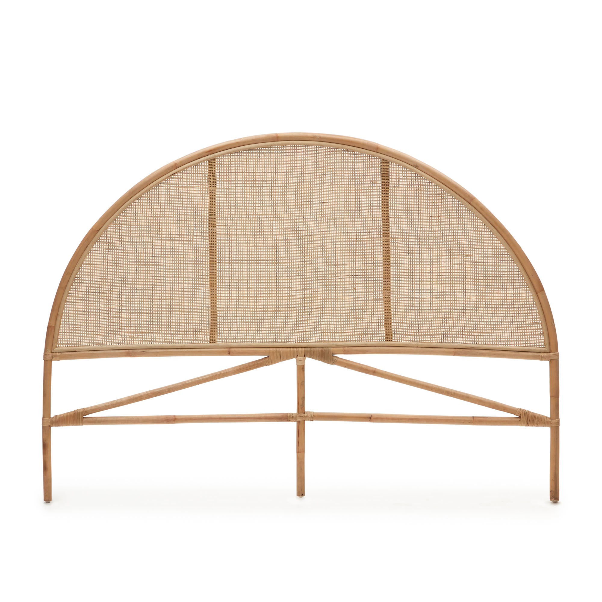Quiterie round rattan headboard with a natural finish, 150/160 cm
