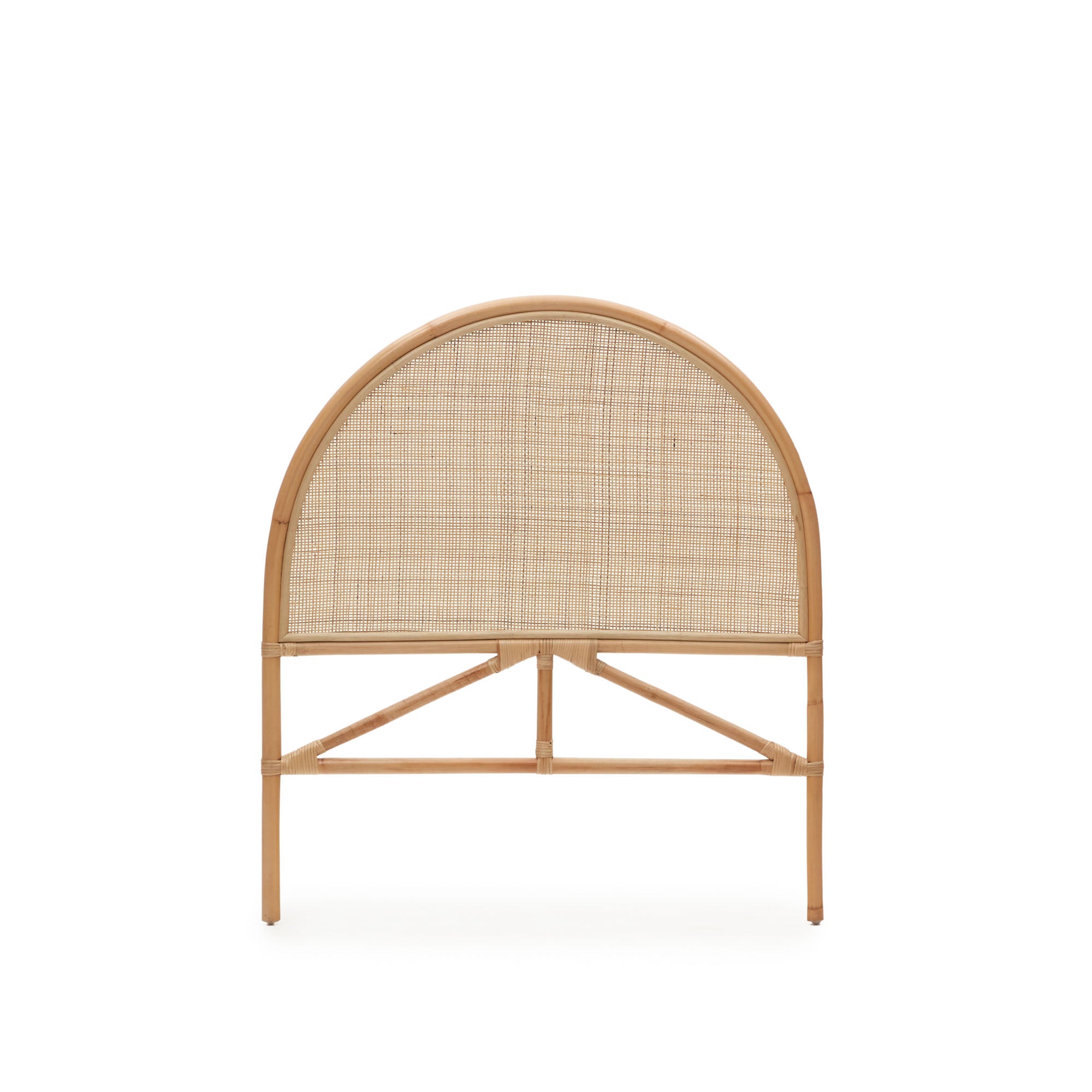 Quiterie round rattan headboard with a natural finish, 90 cm