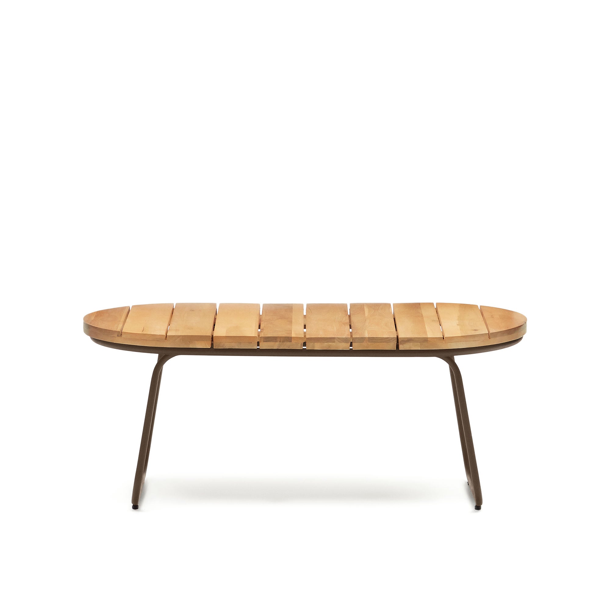 Salguer outdoor coffee table in solid acacia & brown steel, Ø 100 x 50 cm FSC 100%