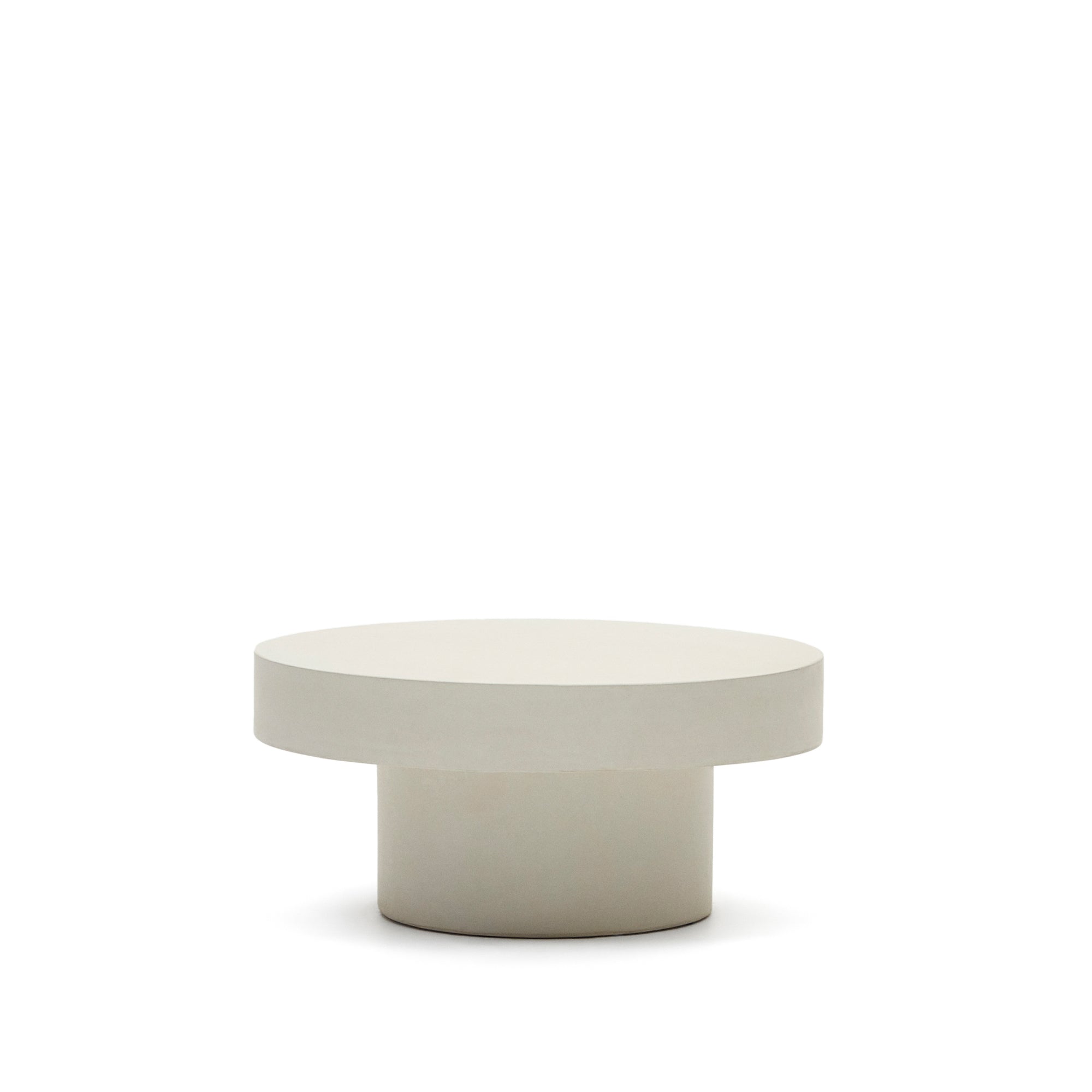 Aiguablava kerek dohányzóasztal fehér cementből, Ø 66 cm