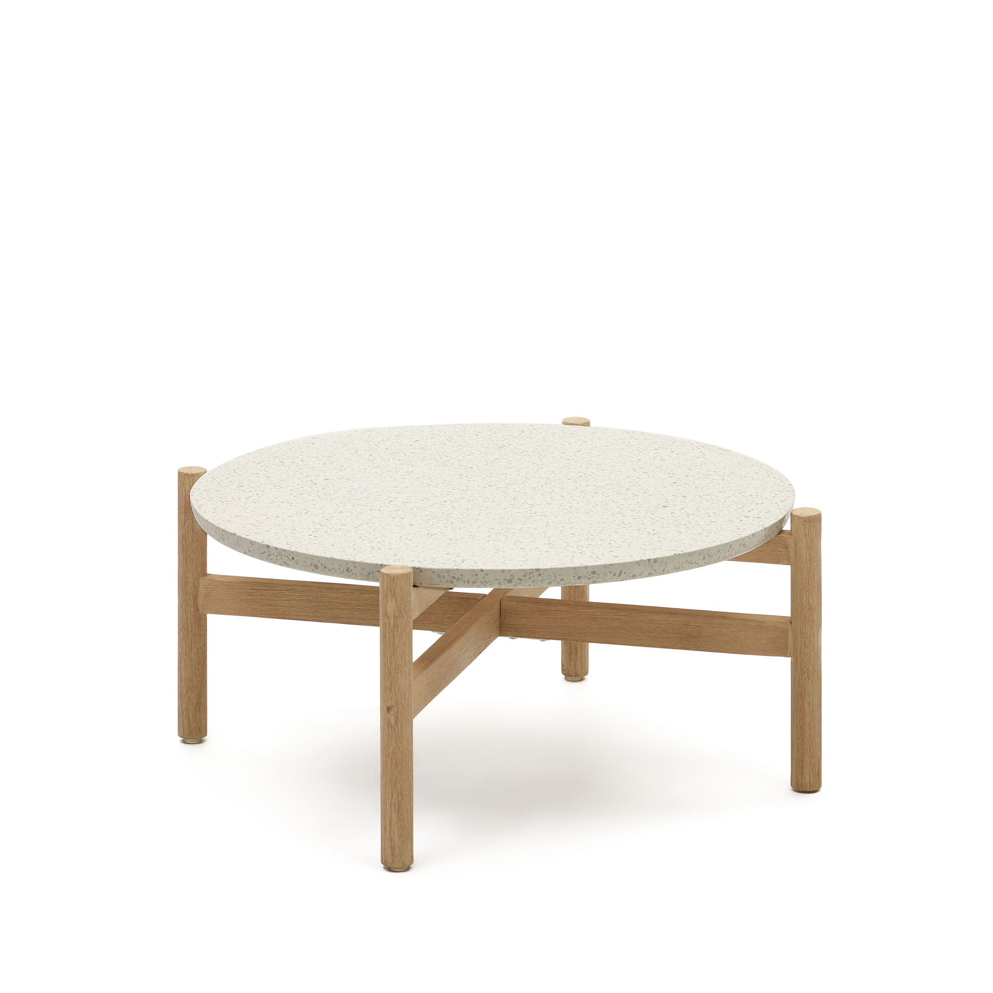 Pola solid eucalyptus wood and cement coffee table, Ø 84,4 cm FSC