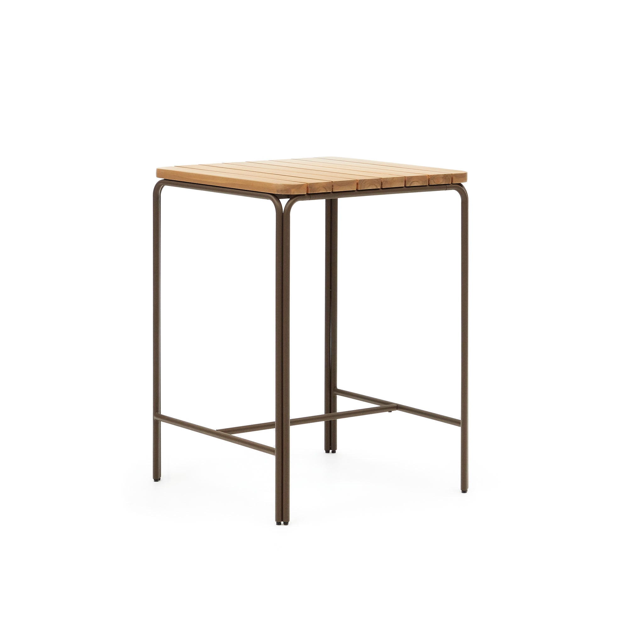 Salguer solid acacia & brown steel bar table, outdoor suitable, 70 x 70 cm FSC 100%