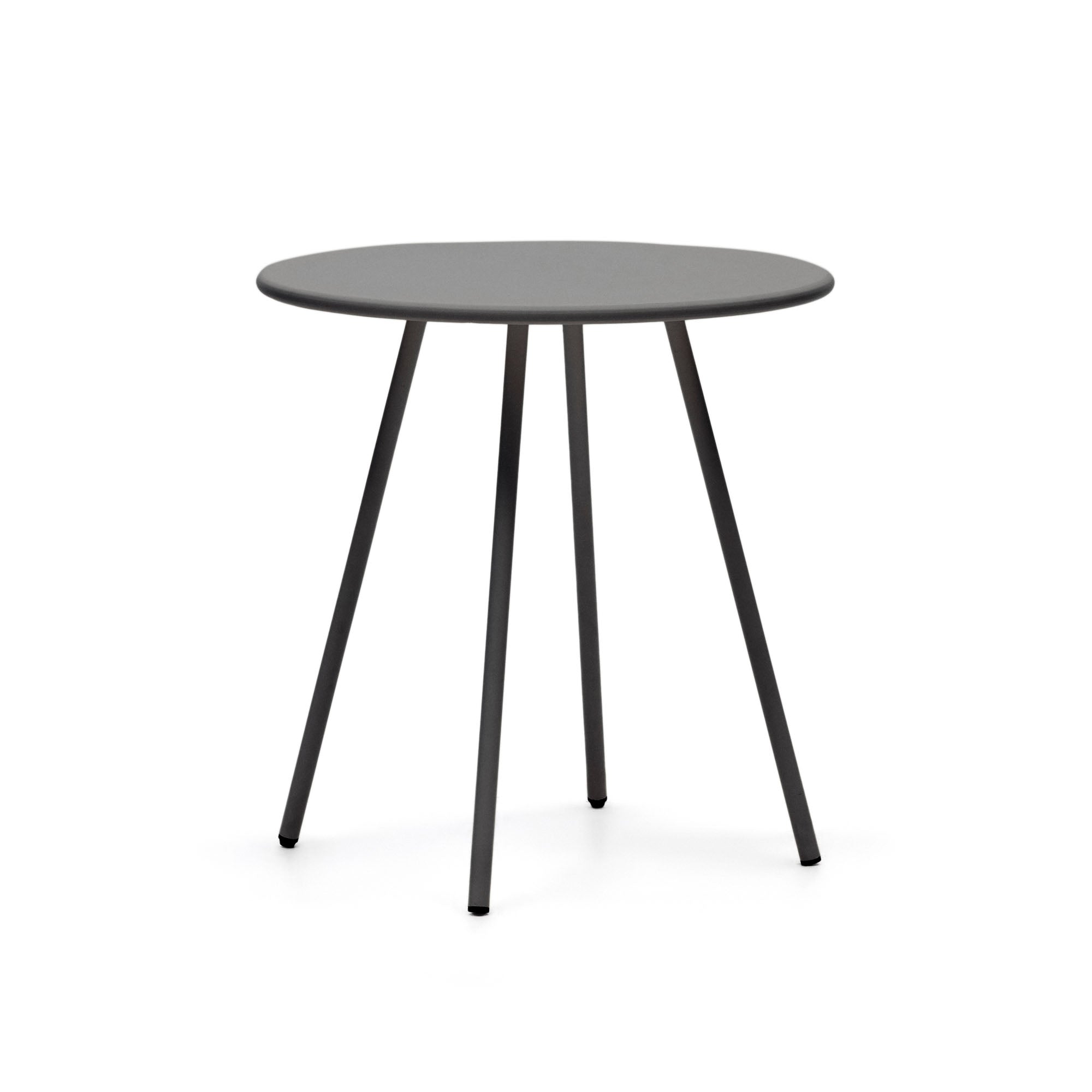 Montjoi round outdoor table in steel with a grey finish, Ø 70 cm