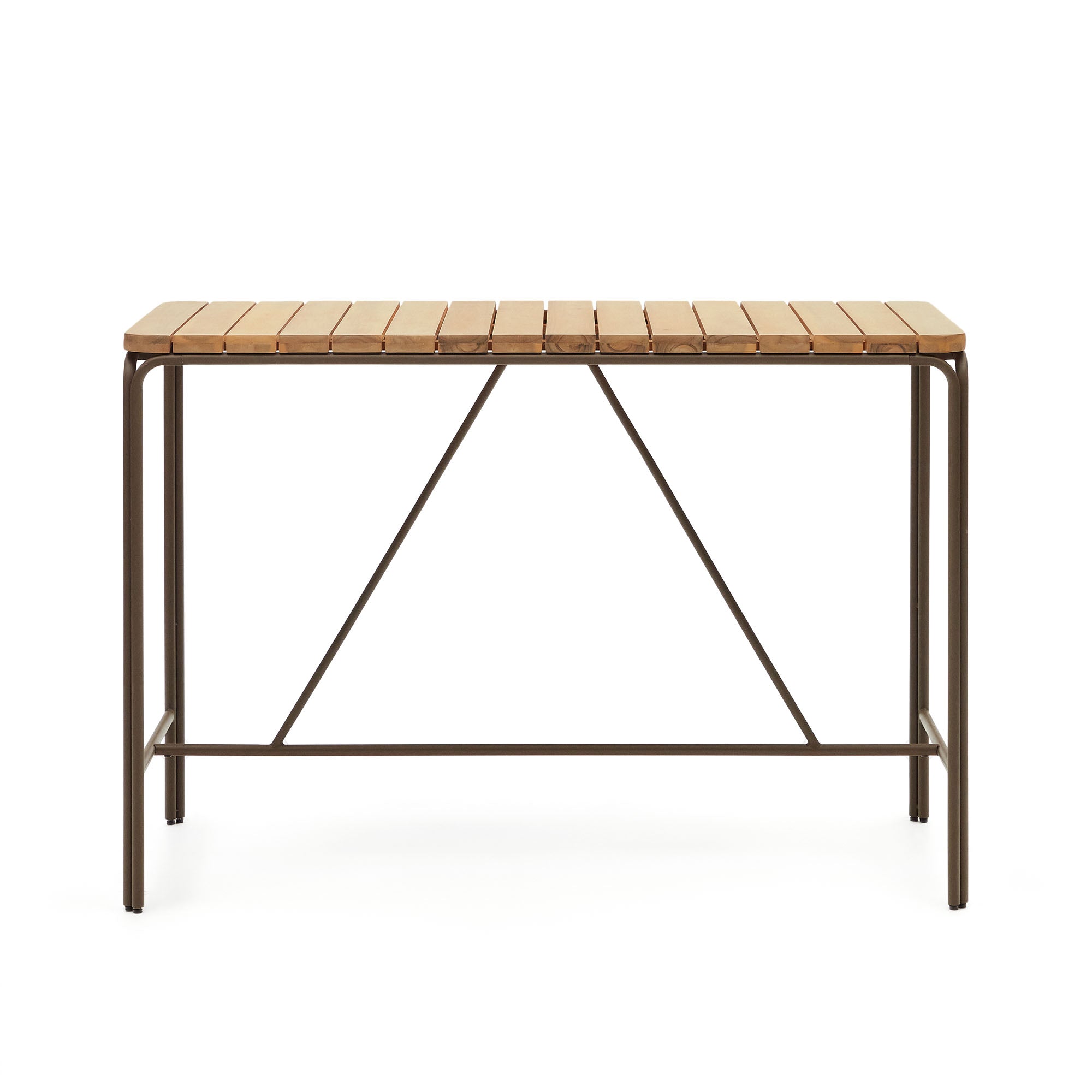 Salguer solid acacia & brown steel bar table, outdoor suitable, 140 x 70 cm FSC 100%