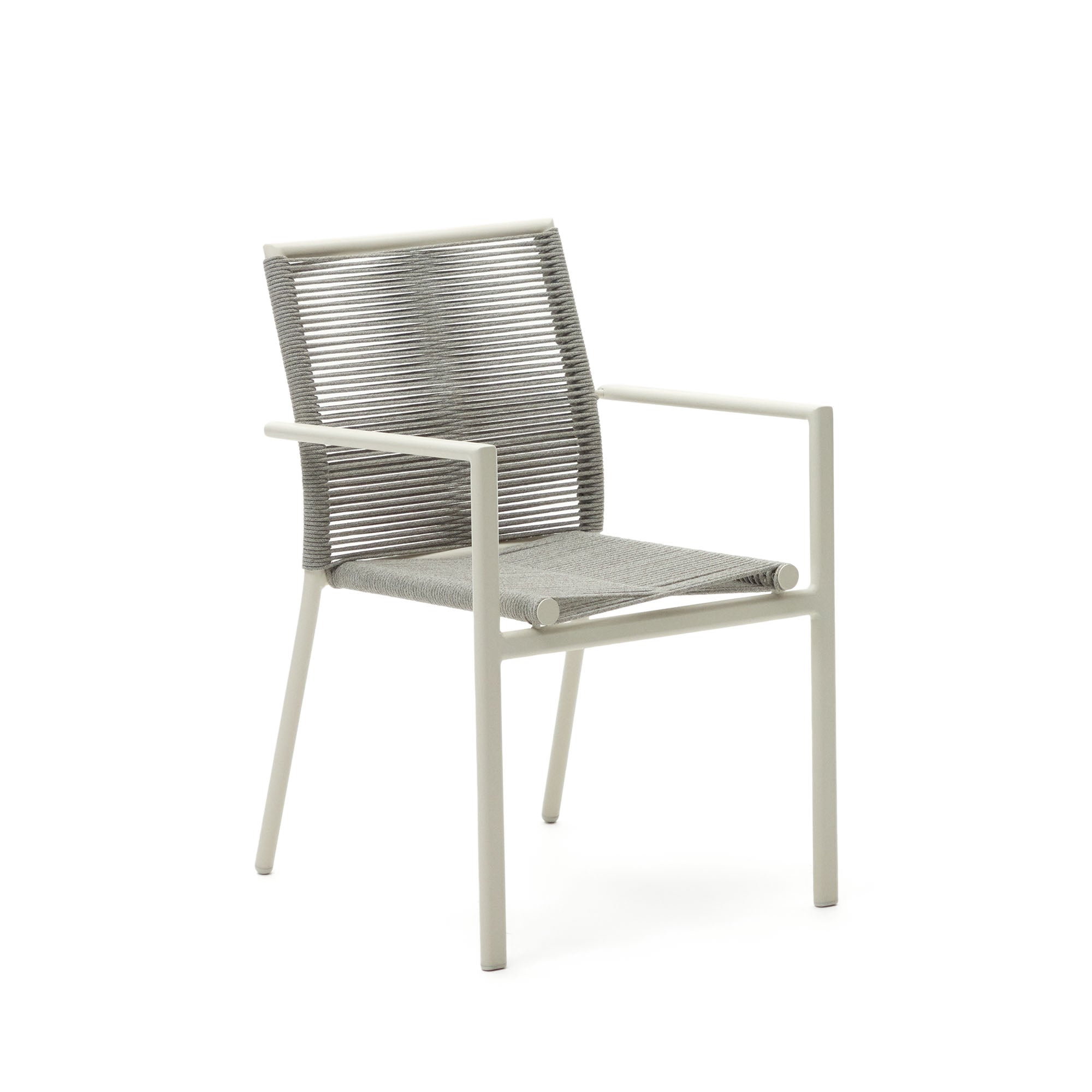 Culip alumíniumból és zsinórból készült, egymásba rakható kültéri szék fehér színben