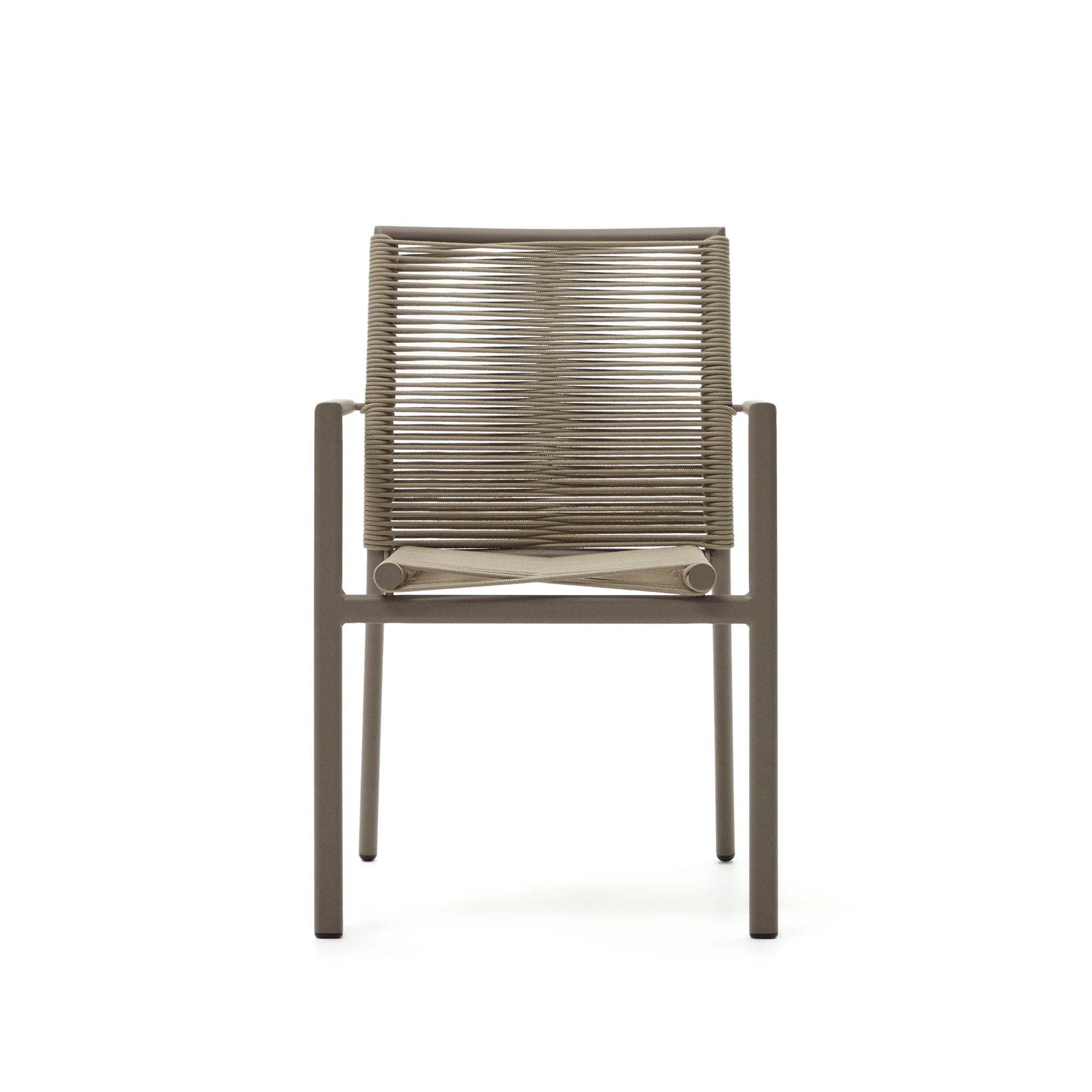 Culip alumíniumból és zsinórból készült, egymásba rakható kültéri szék barna színben