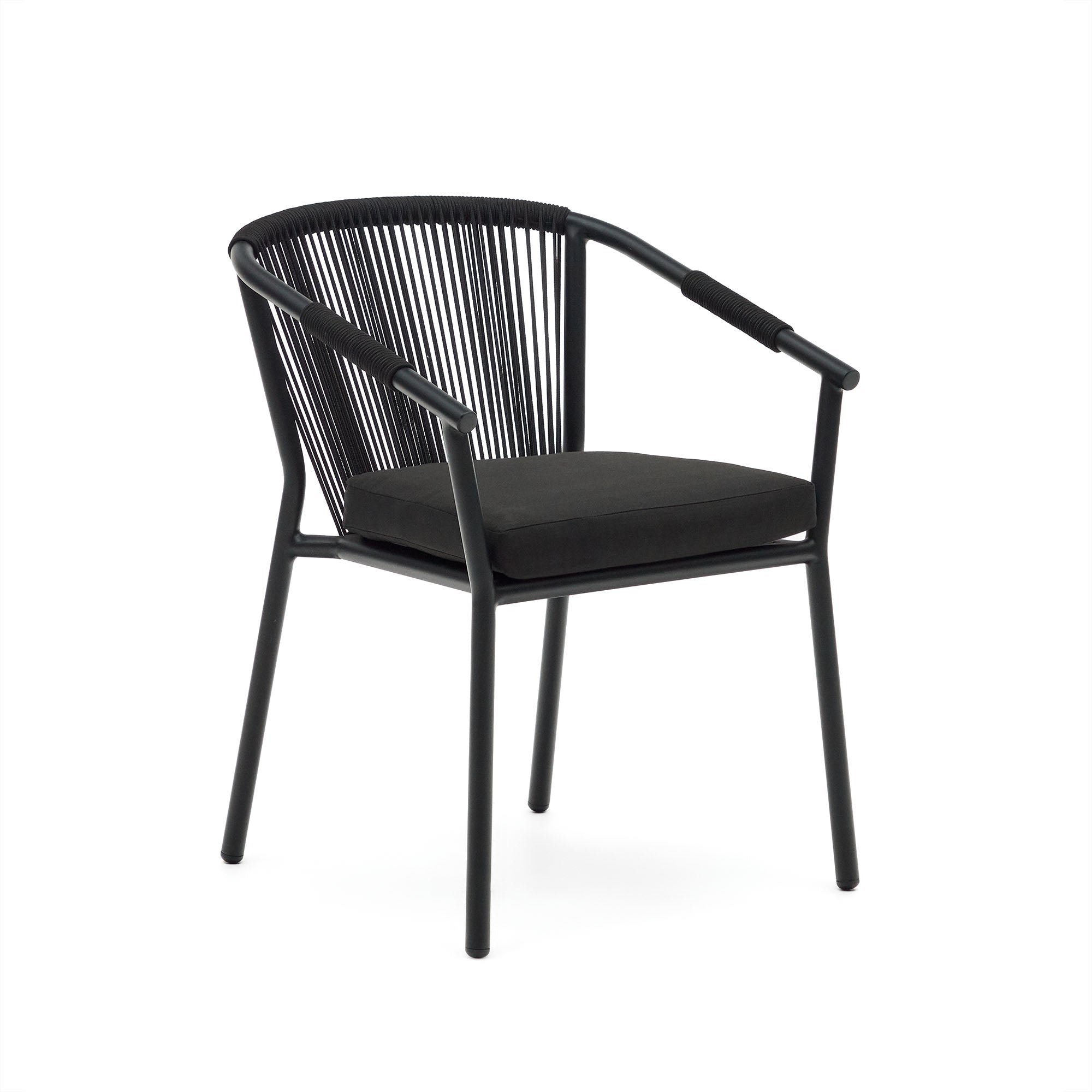 Xelida egymásba rakható kerti szék alumíniumból és fekete zsinórból
