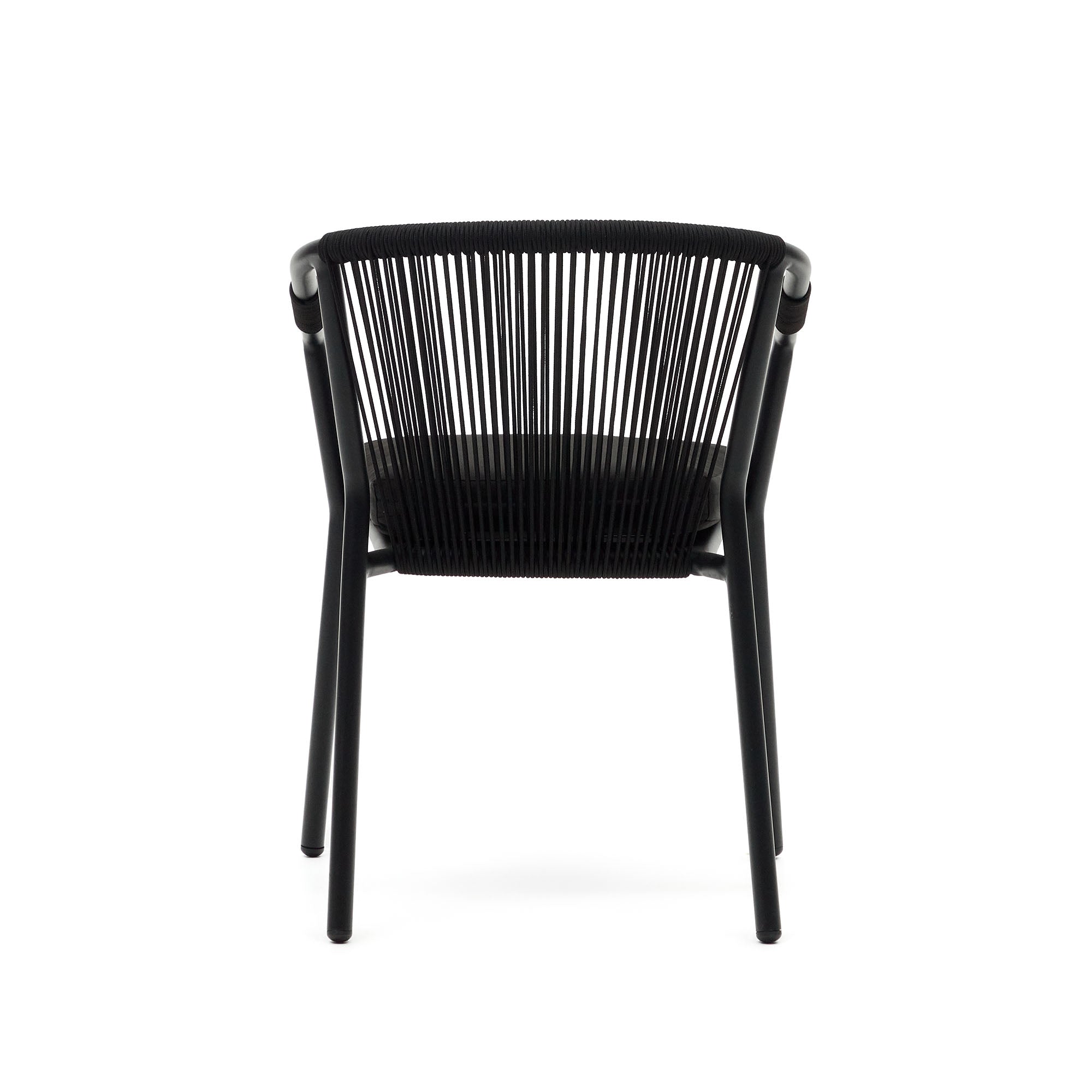 Xelida stackable garden chair in aluminium and black cord