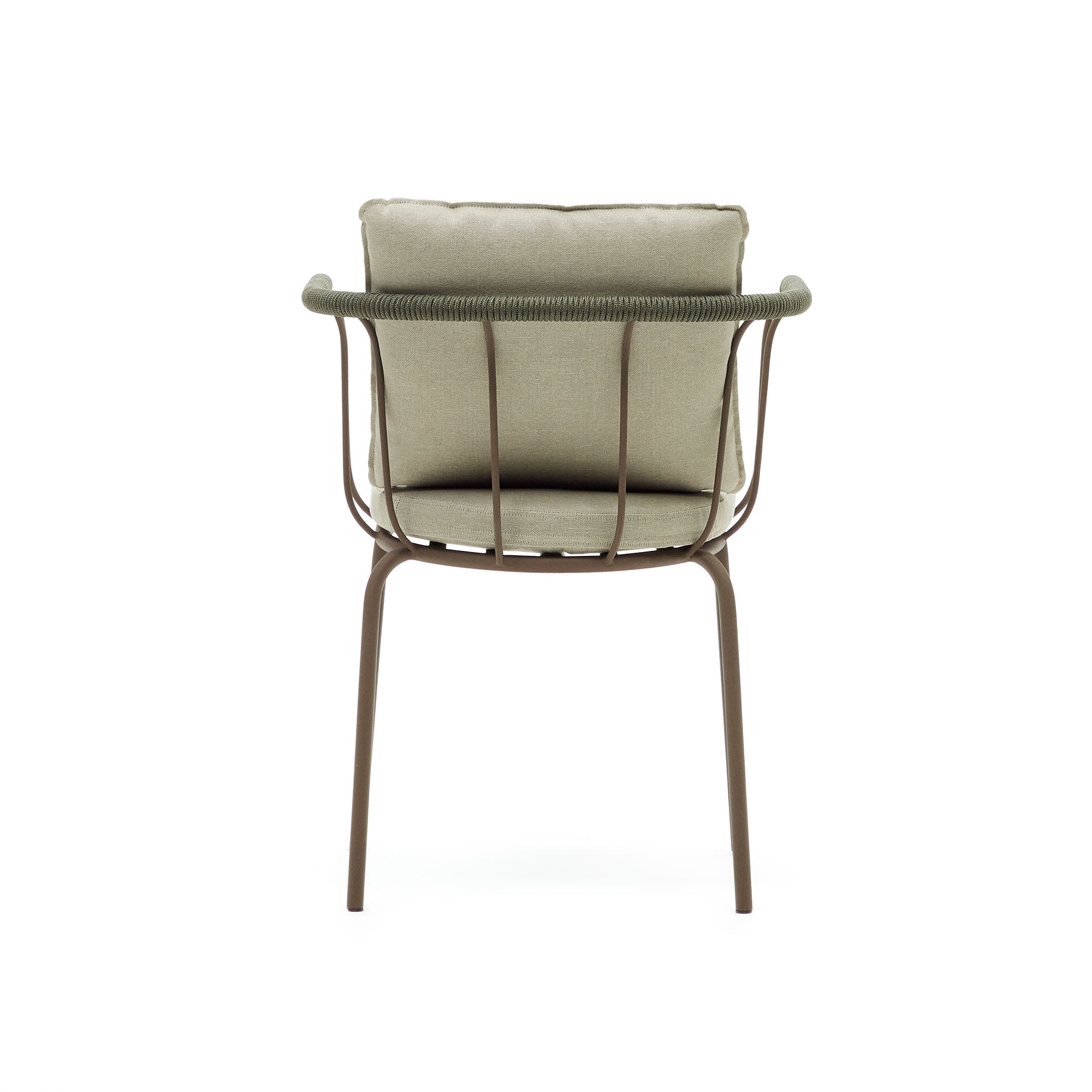 Salguer stackable chair in cord and steel with a brown painted finish