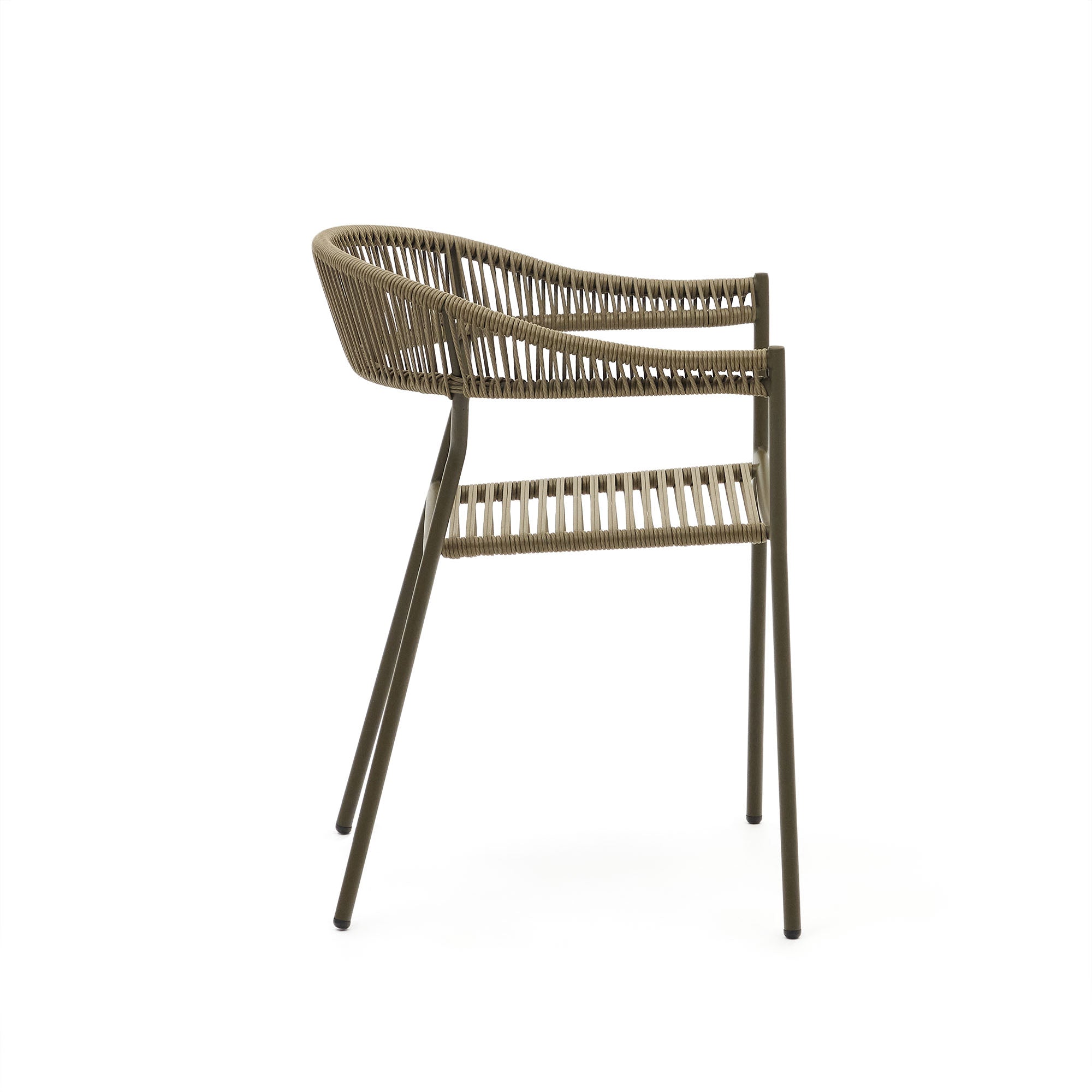 Futadera stackable outdoor chair in green synthetic cord and green painted steel