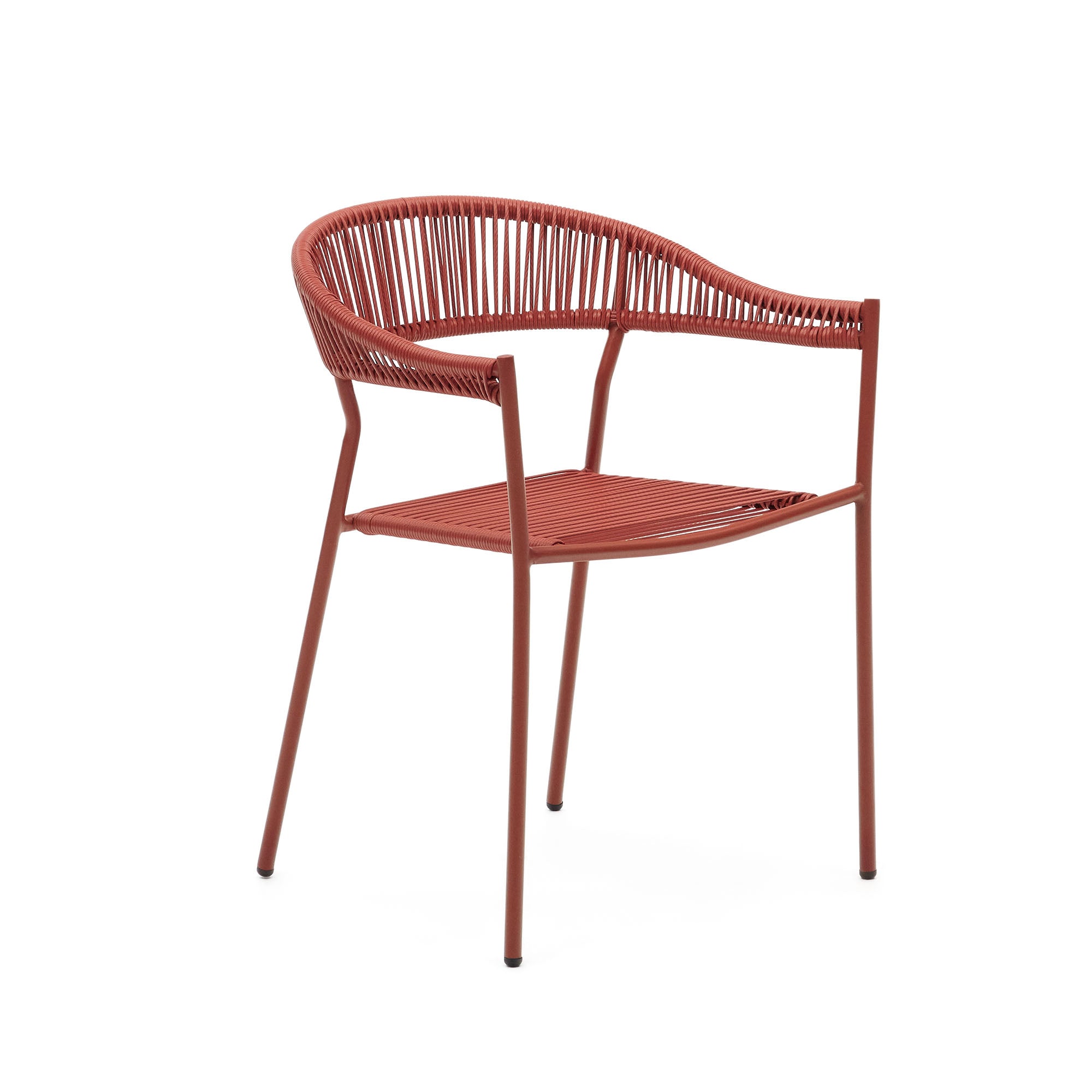 Futadera egymásba rakható kültéri szék terrakotta színű szintetikus zsinórból és terrakotta színűre festett acélból