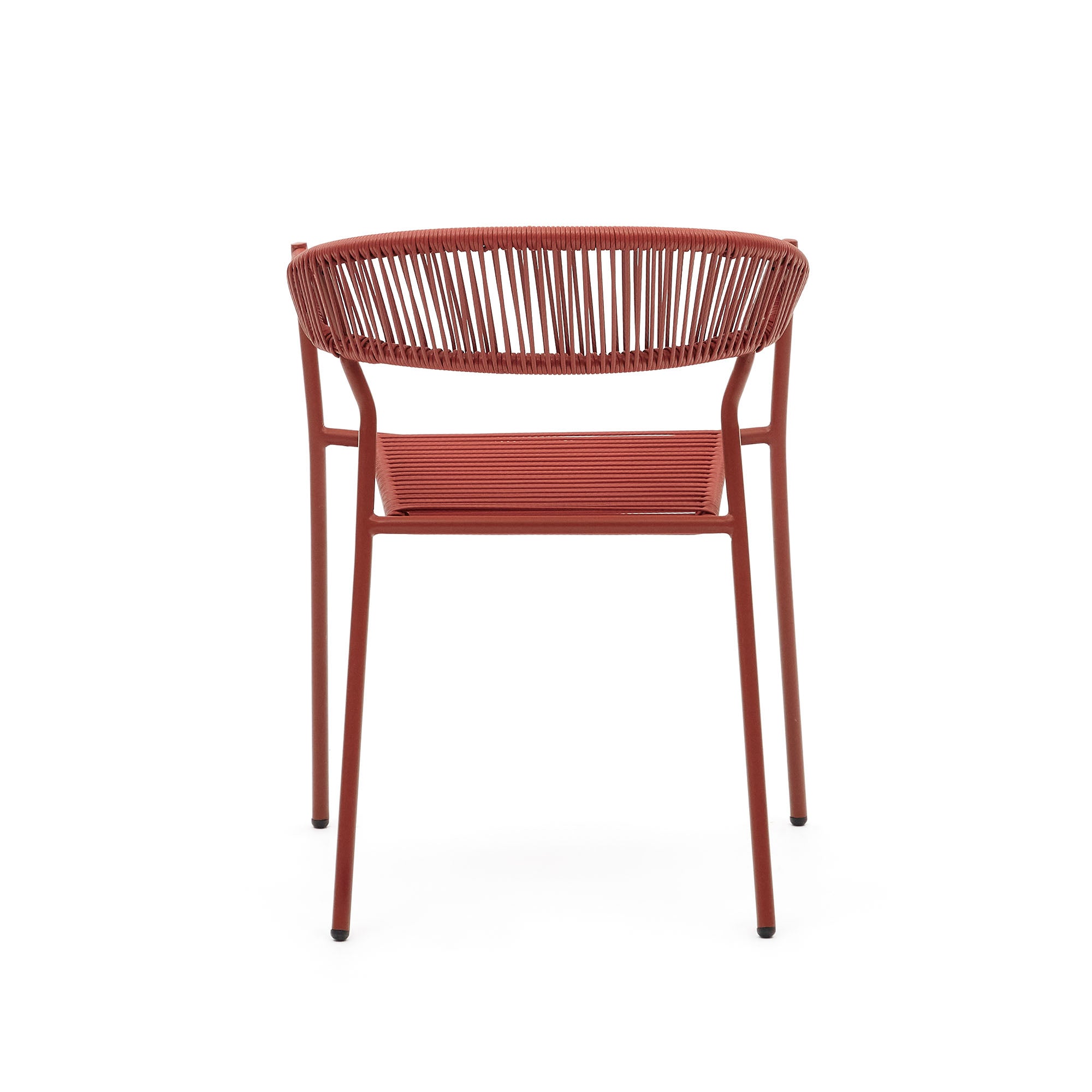 Futadera stackable outdoor chair in terracotta synthetic cord and terracotta painted steel
