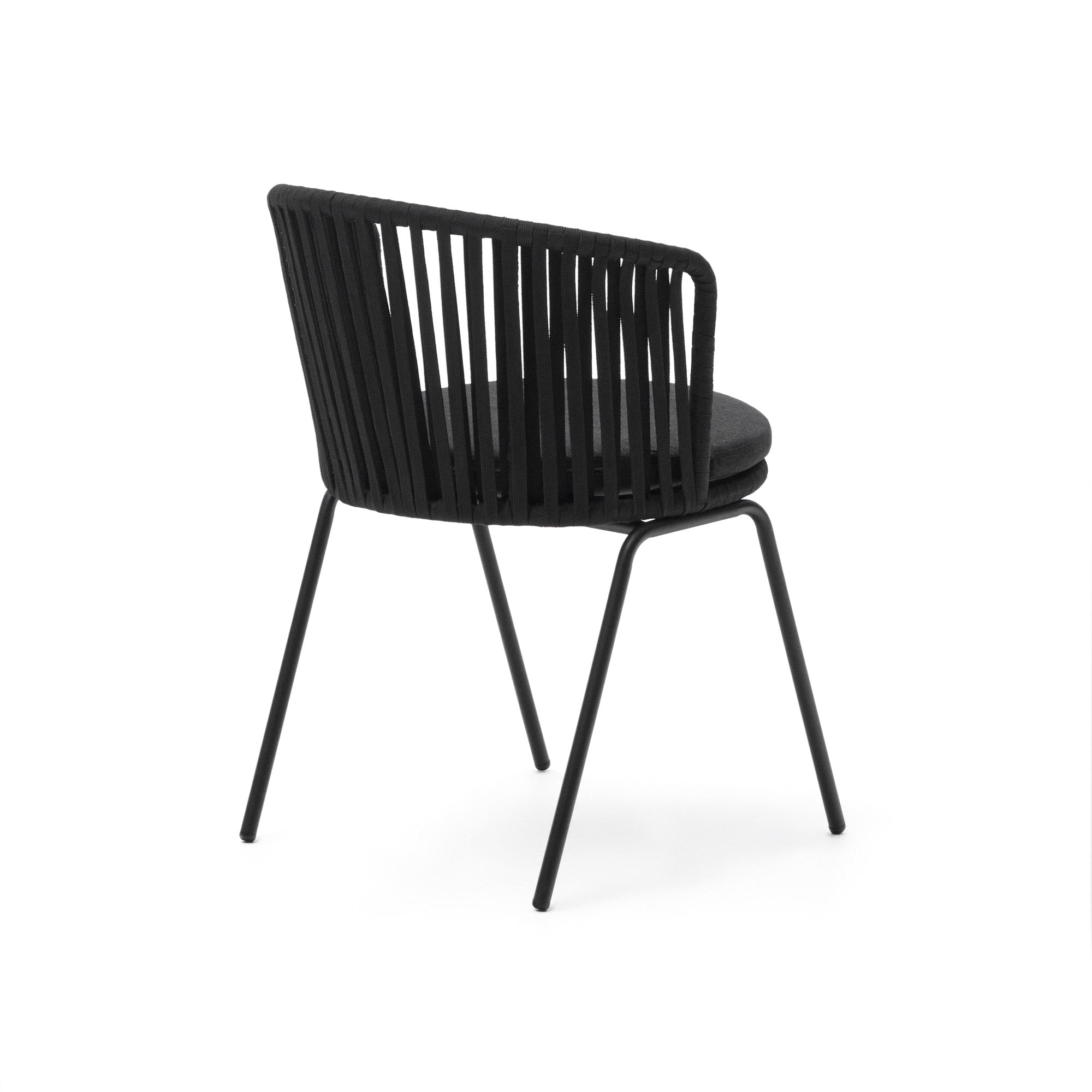 Saconca kültéri szék zsinórral és acélból. fekete festett kivitelben.