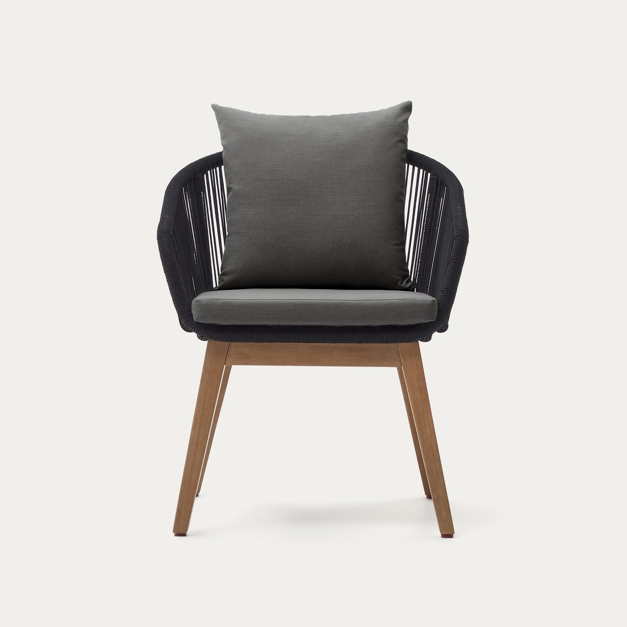 Portalo chair in black cord with solid acacia wood legs