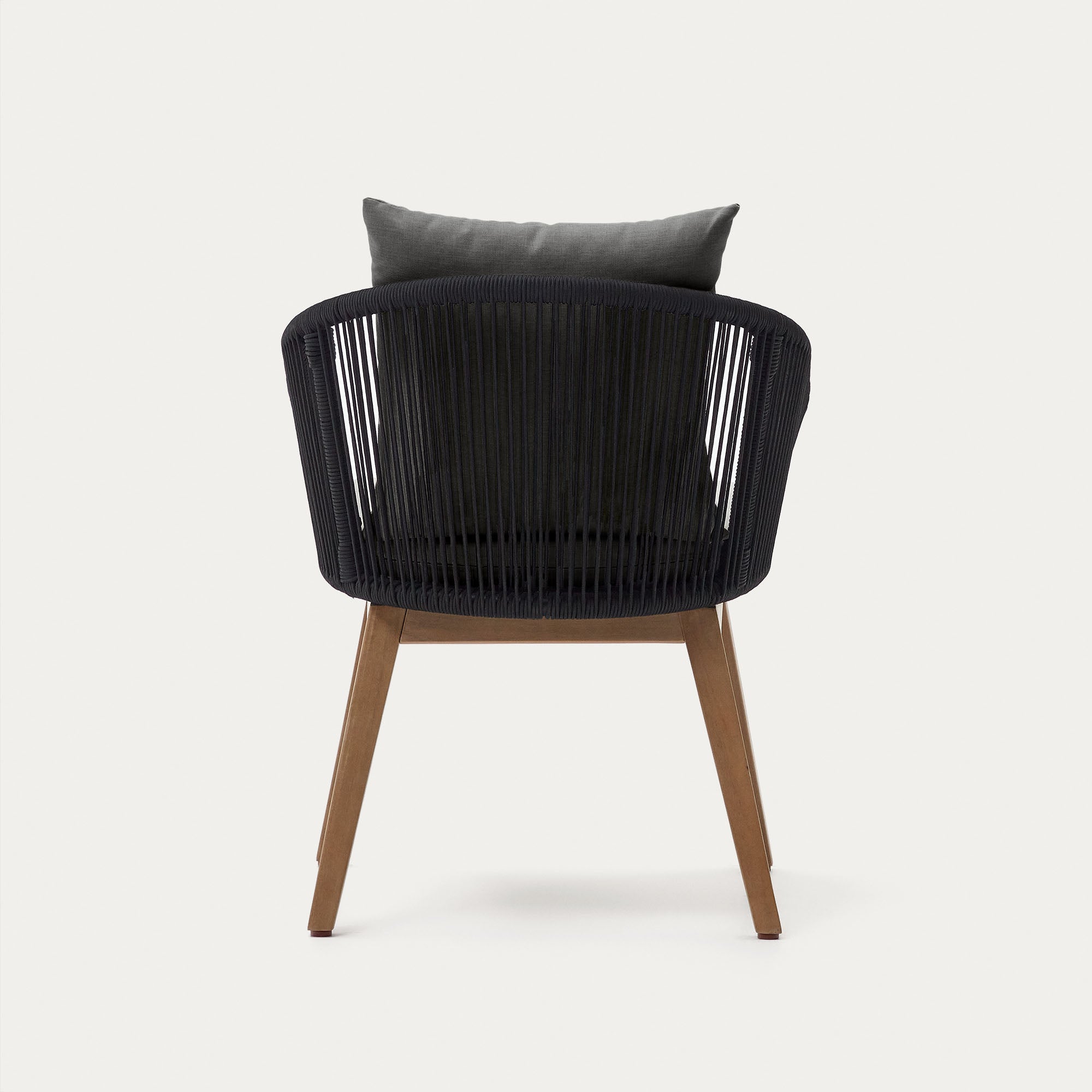 Portalo chair in black cord with solid acacia wood legs