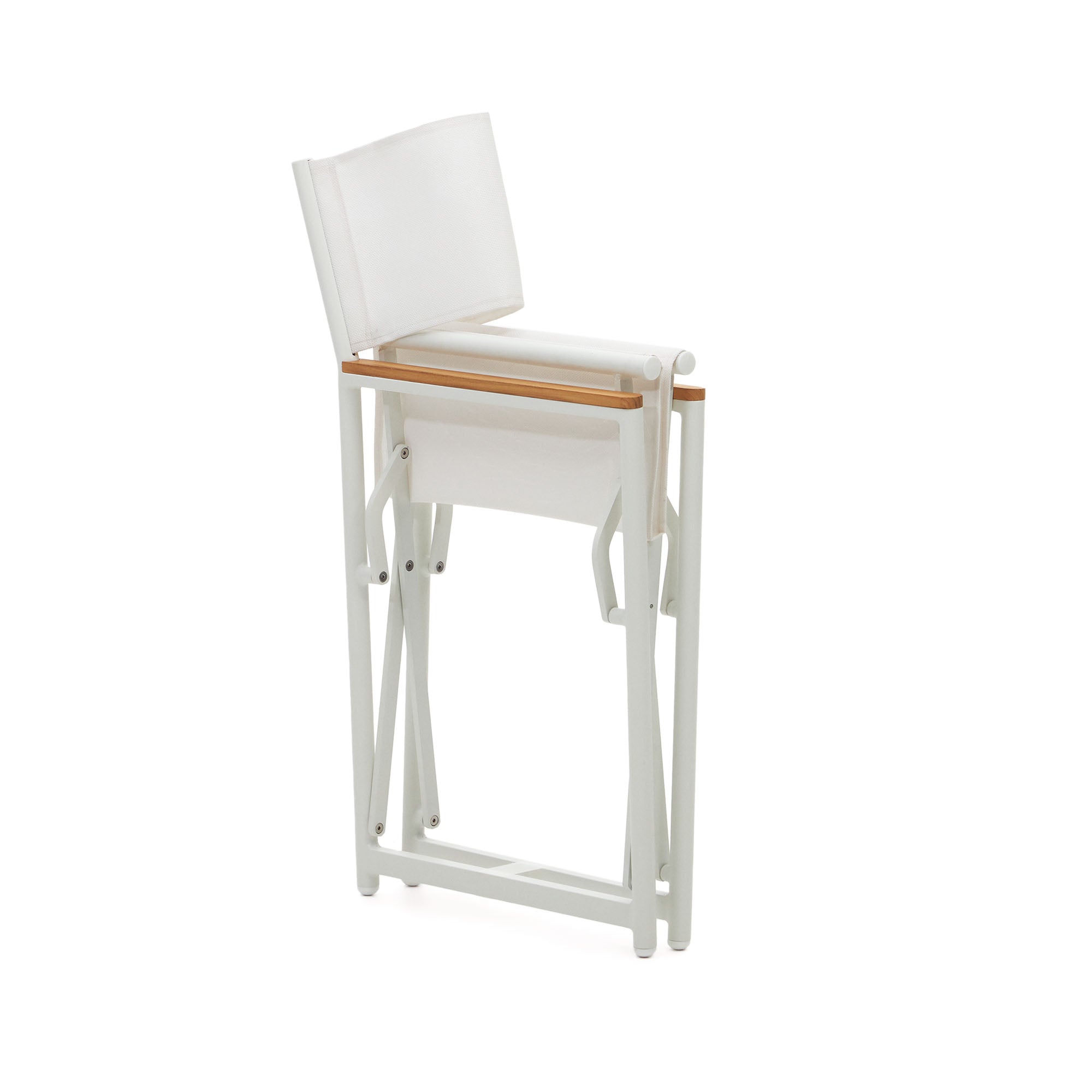 Llado fehér alumínium összecsukható szék tömör teakfa karfával 100% kültéri használatra alkalmas