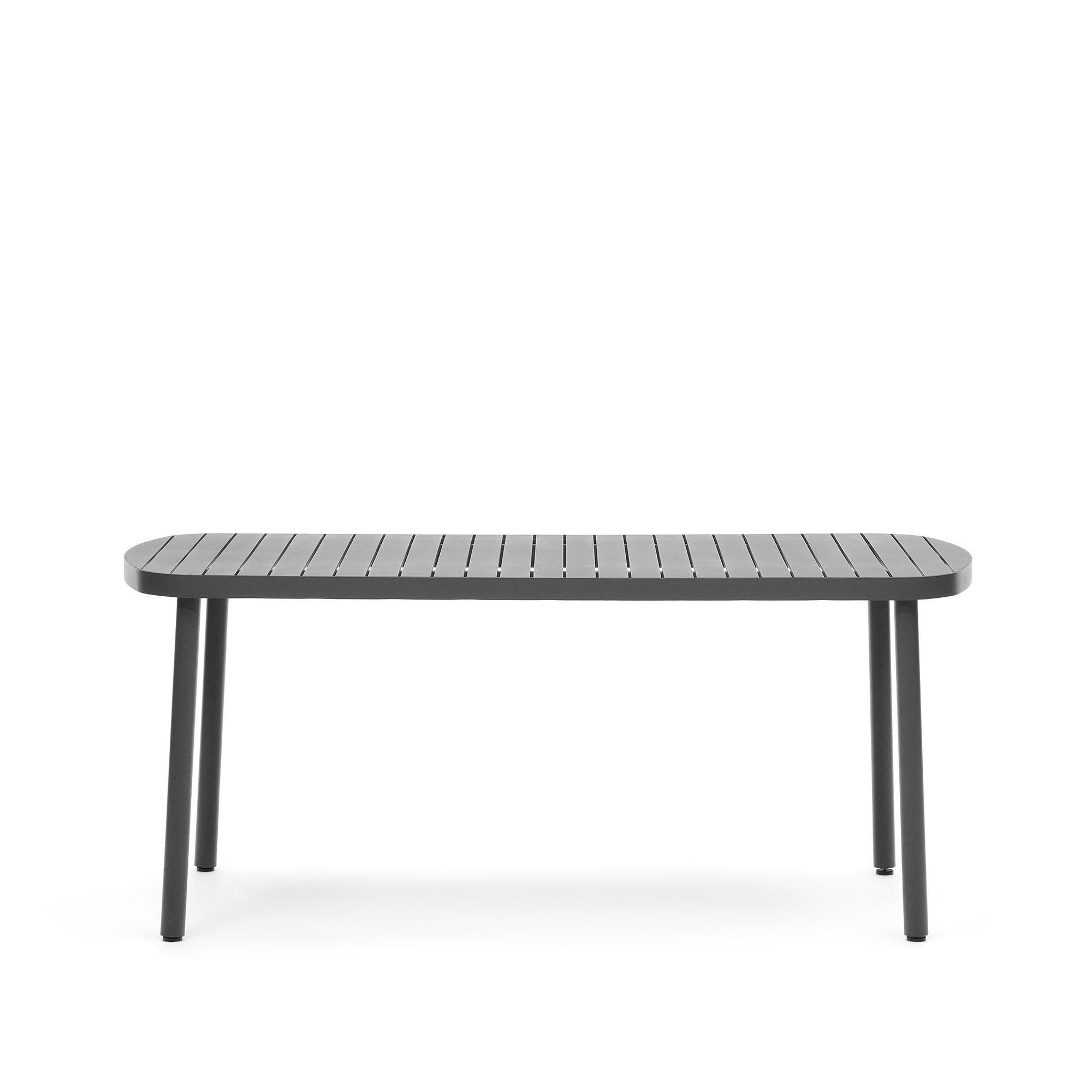 Joncols outdoor aluminium table with a powder coated grey finish, 180 x 90 cm