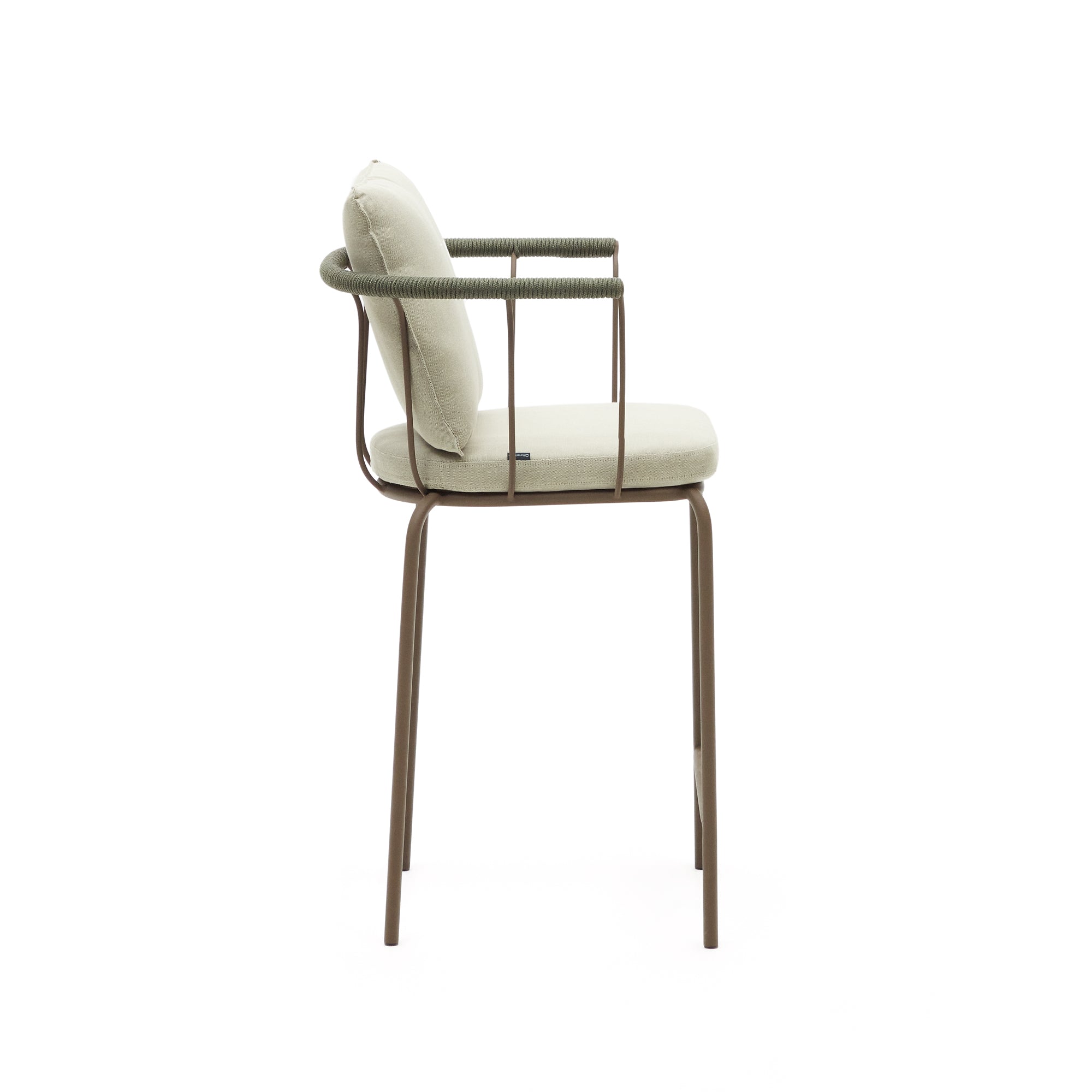 Salguer stackable stool in cord and steel with a brown painted finish, 66 cm