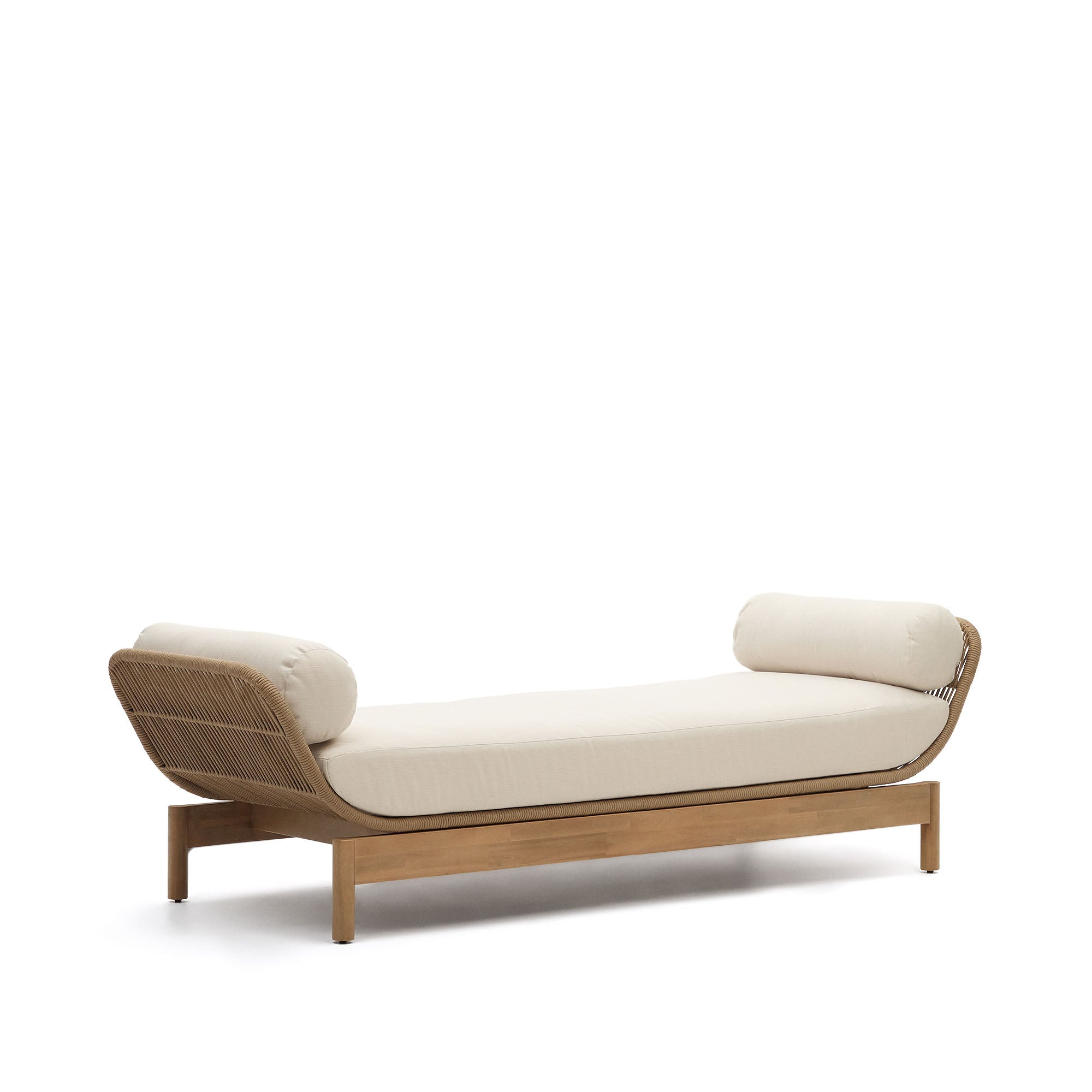 Catalina sun lounger, in beige cord and solid FSC acacia wood