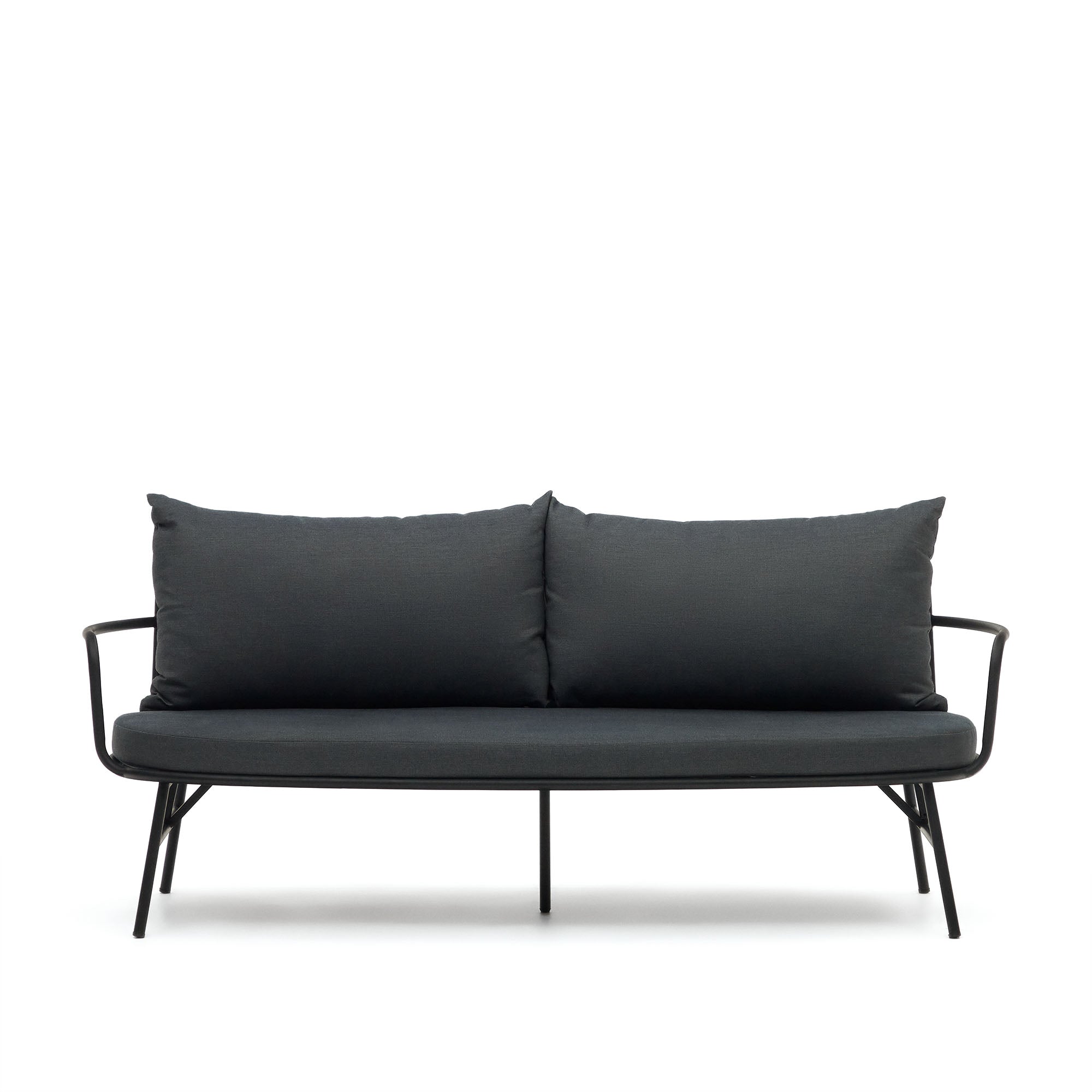 Bramant steel 2 seater sofa with black finish, 175.5 cm