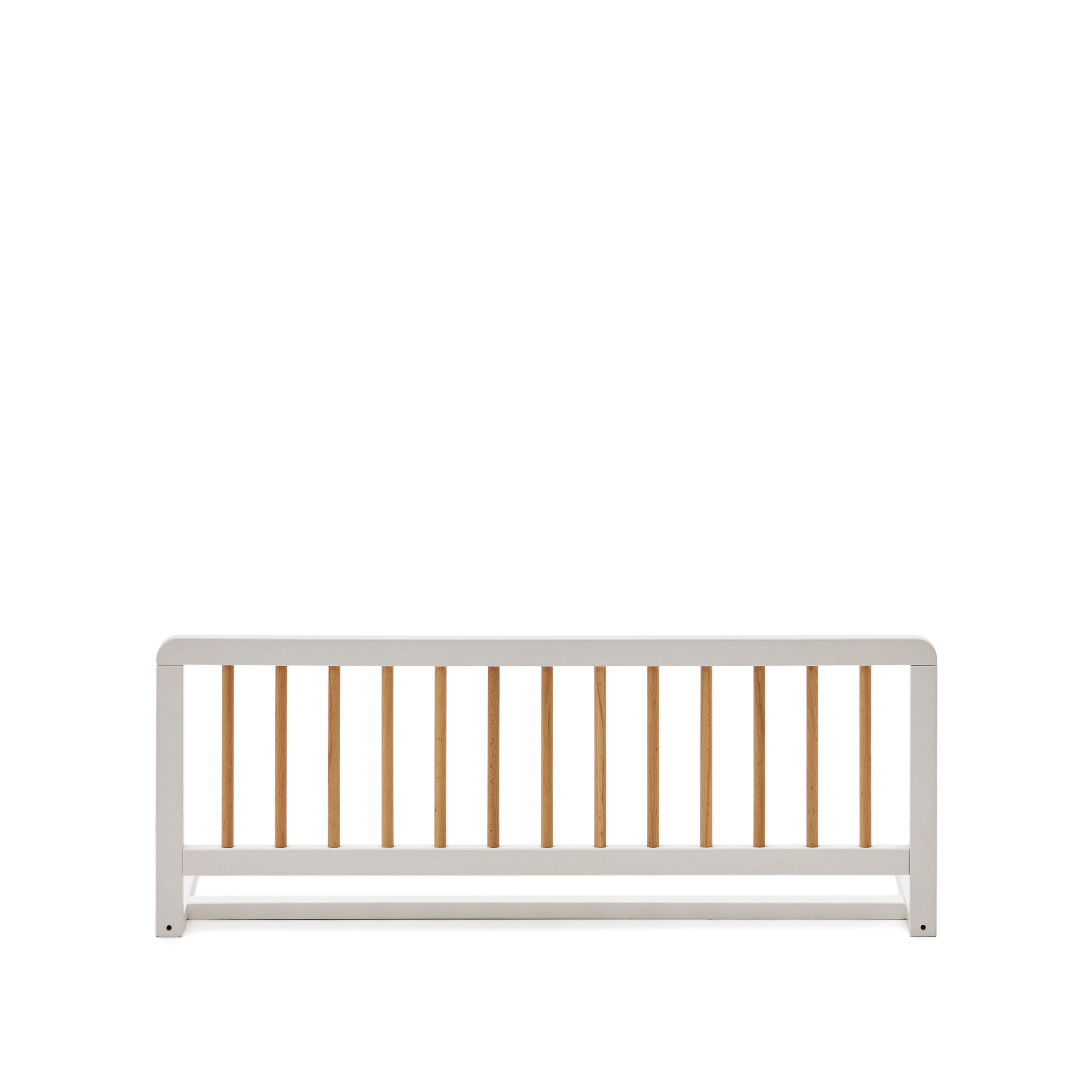 Tiphaine solid beech wood bed safety barrier with natural and white finish, 100 x 40 cm
