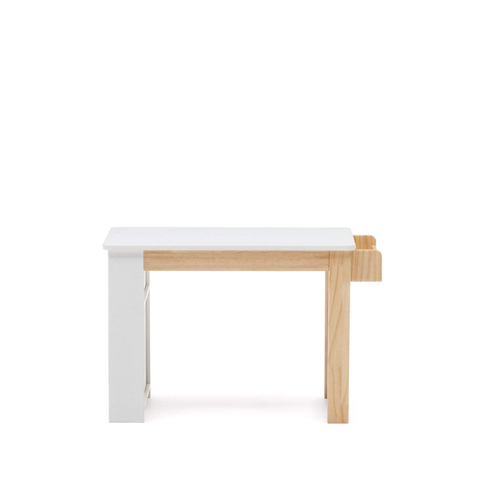 Serwa desk in white MDF and solid pine legs and details FSC MIX Credit