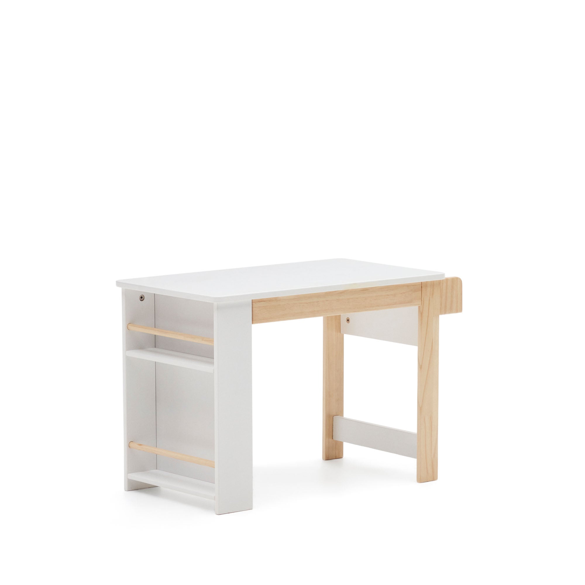 Serwa desk in white MDF and solid pine legs and details FSC MIX Credit