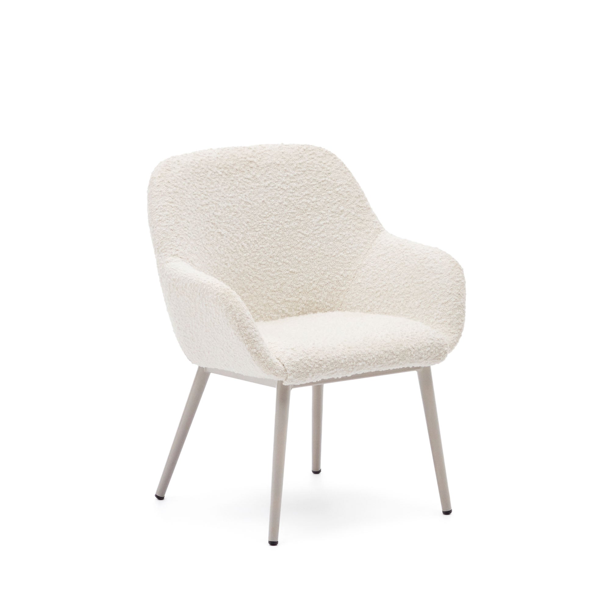 Konna children's chair in white shearling with steel legs and a beige finish