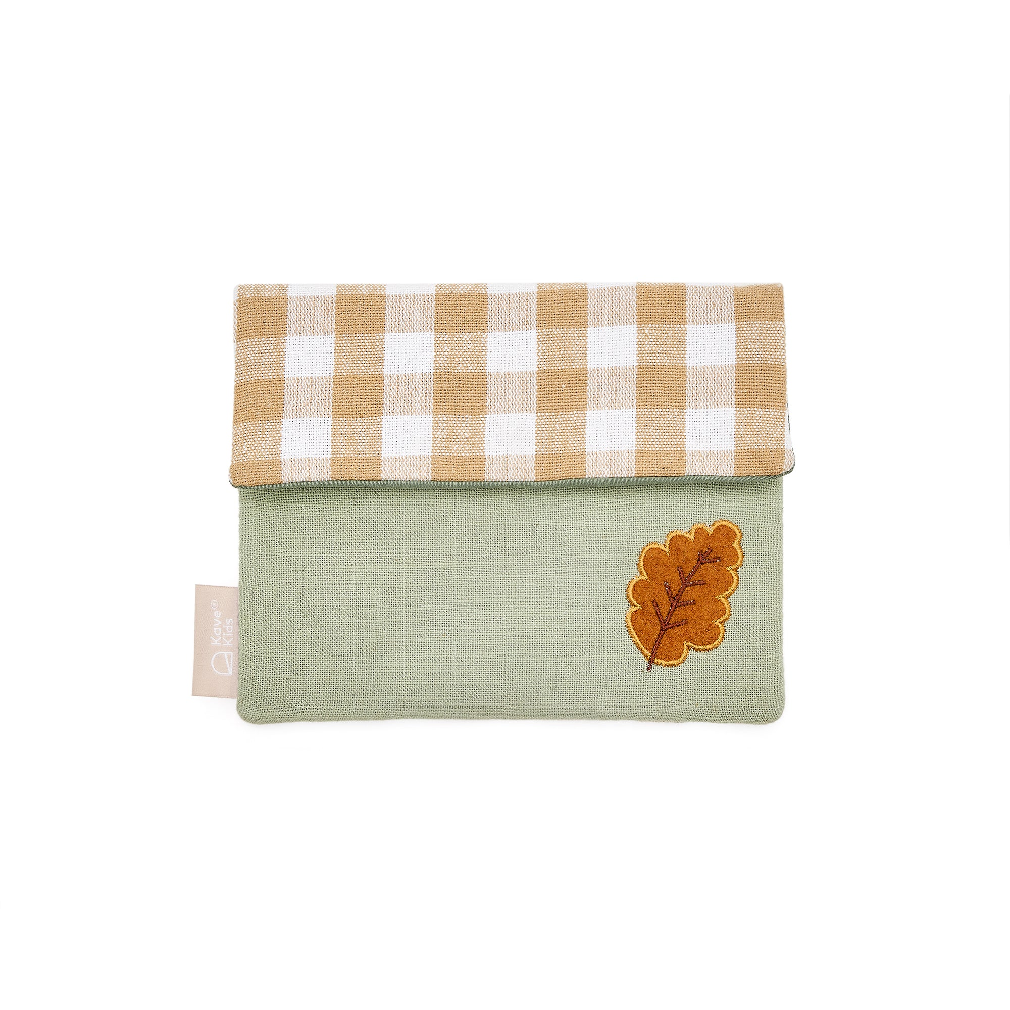 Yanil green vichy check Yanil case with embroidered leaf