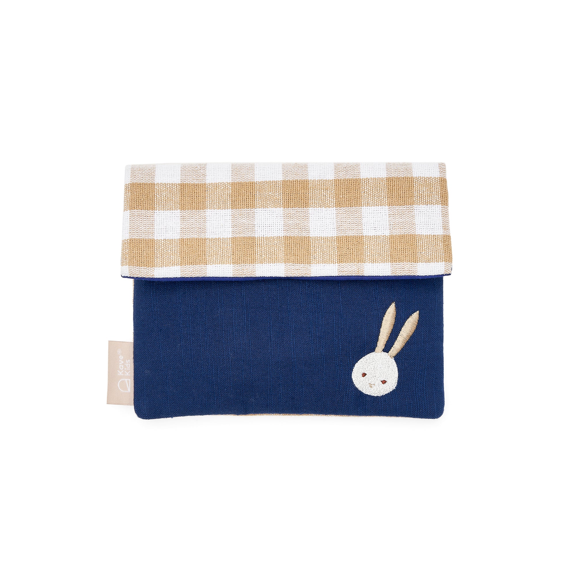 Yanil blue vichy check Yanil case with embroidered rabbit