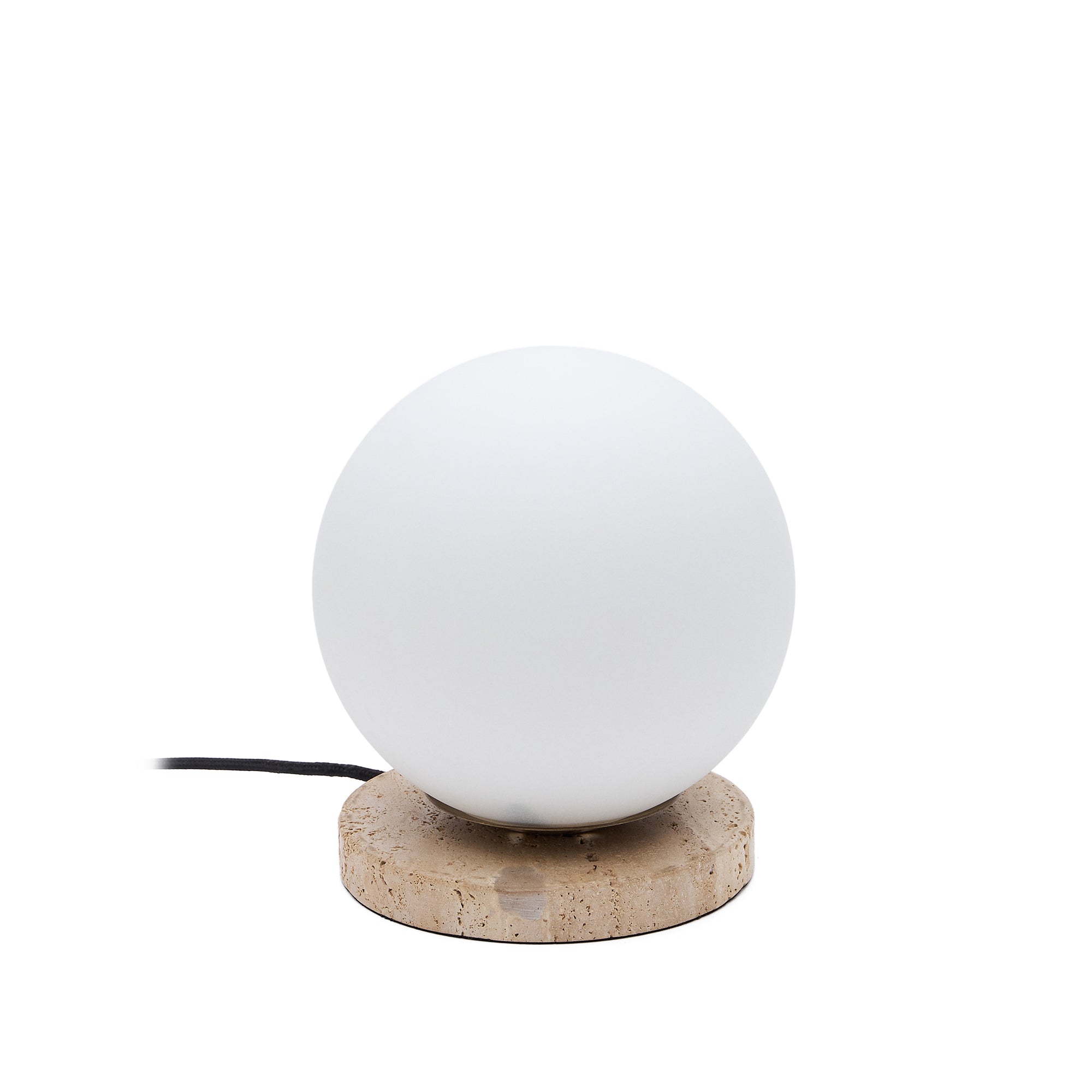 Malachi table lamp with glazed glass and travertine stone